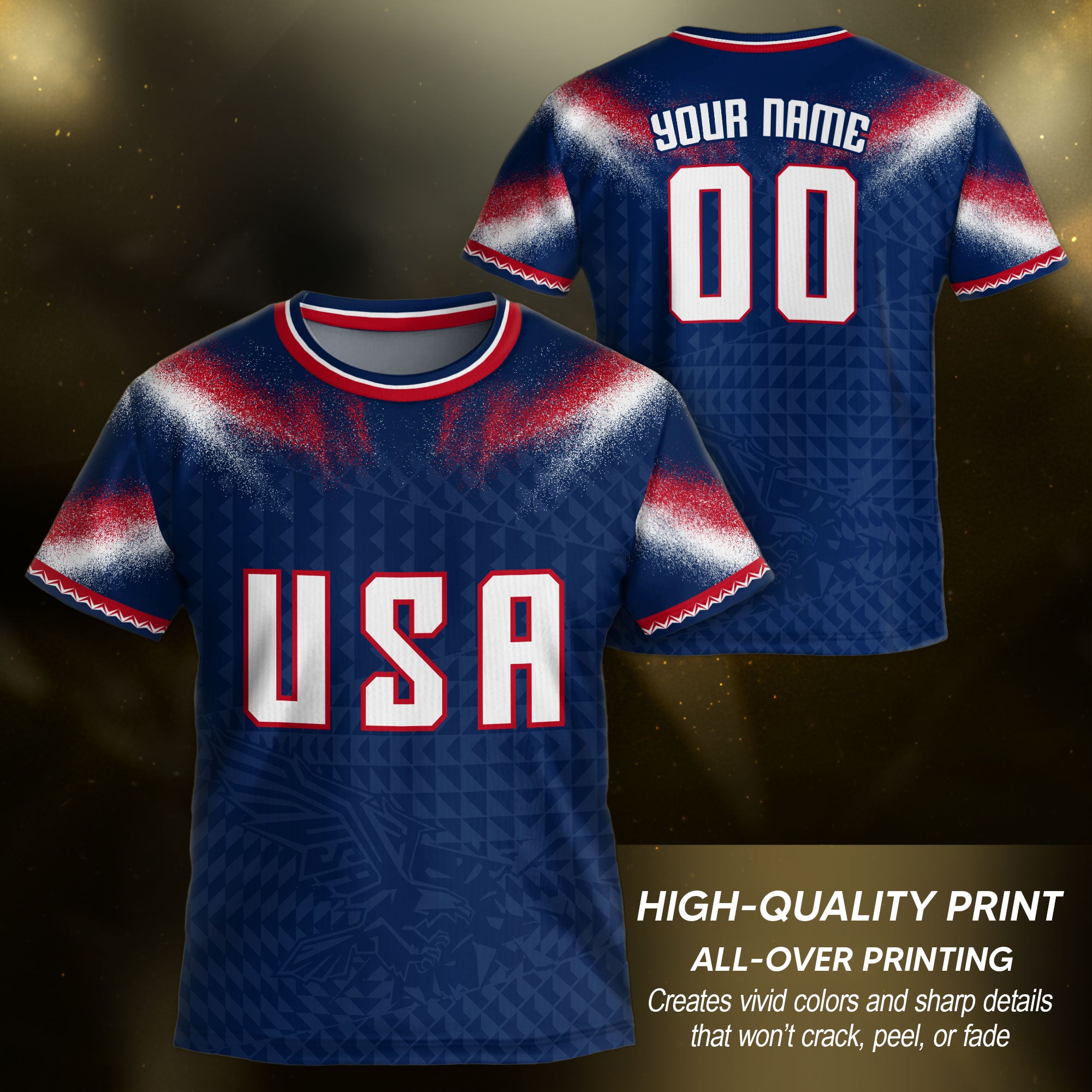 Custom Name Number Youth USA Soccer Jersey Navy Red Eagle Patriotic Football Jersey Kids
