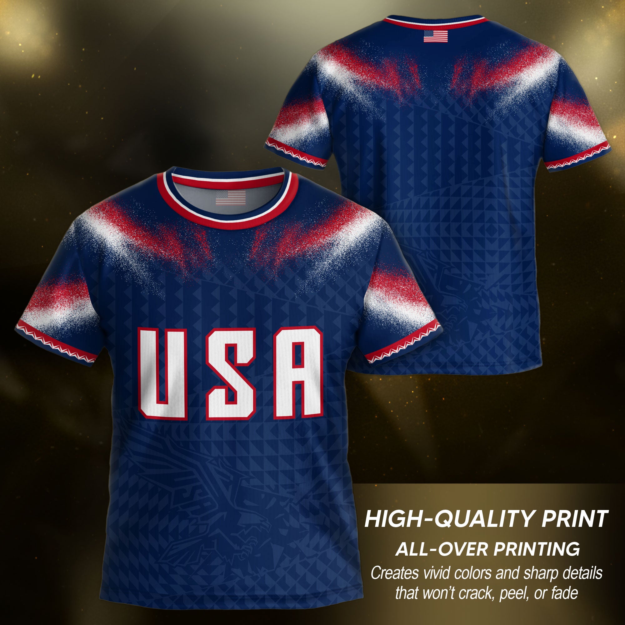 Kids USA Soccer Jersey Navy Blue Youth Red White Blue Patriotic Football Tee Shirt