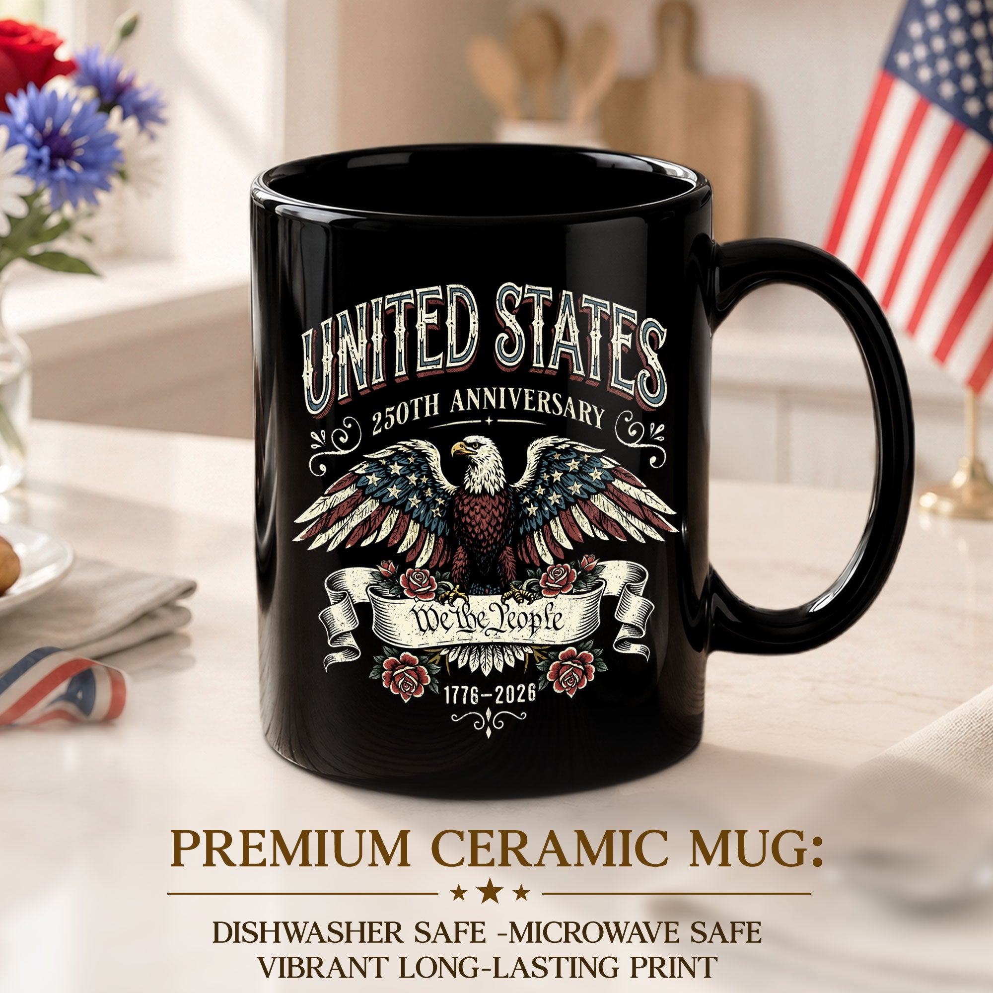 United States 250th Anniversary Mug - We The People 1776 2026 Patriotic Eagle Cup