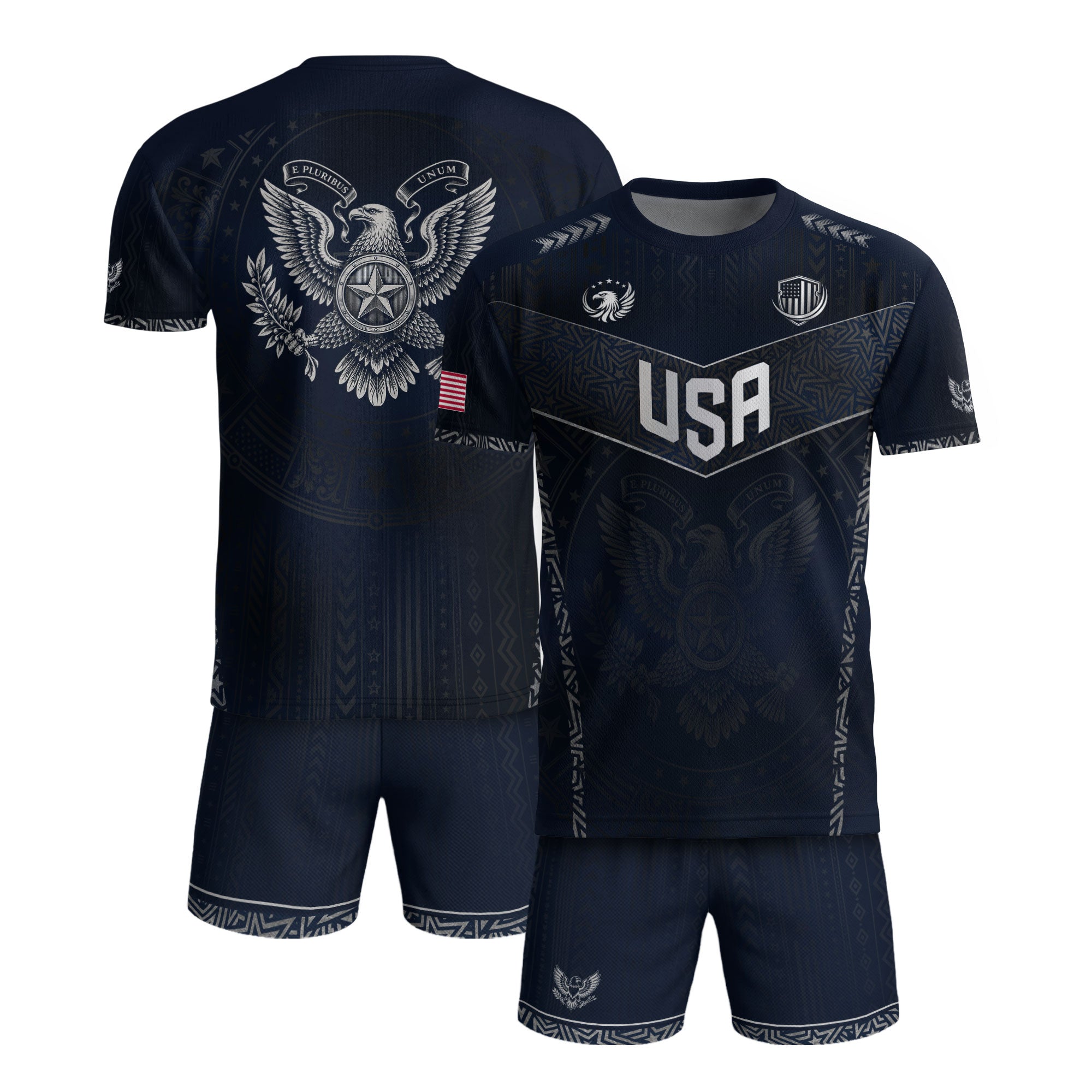 Adult Soccer Jersey Blue Patriotic Style - Bold Eagle Graphic Team Performance Shirt