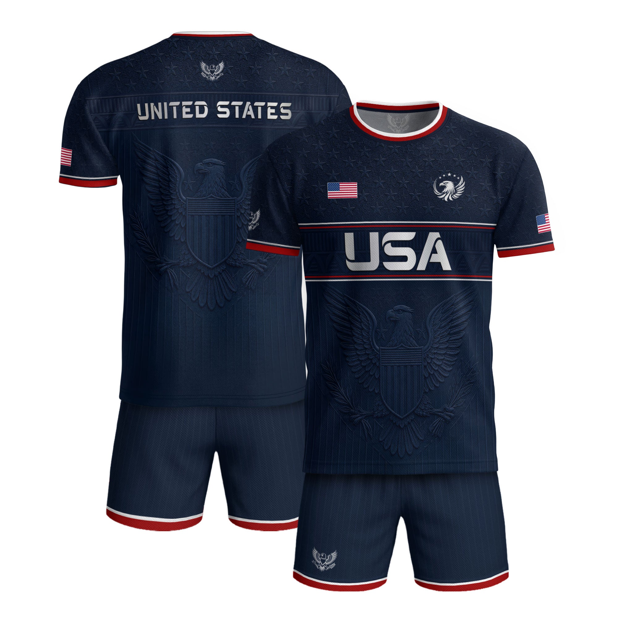 Blue Adult Soccer Jersey Classic Style - Patriotic Eagle Graphic Team Training Shirt