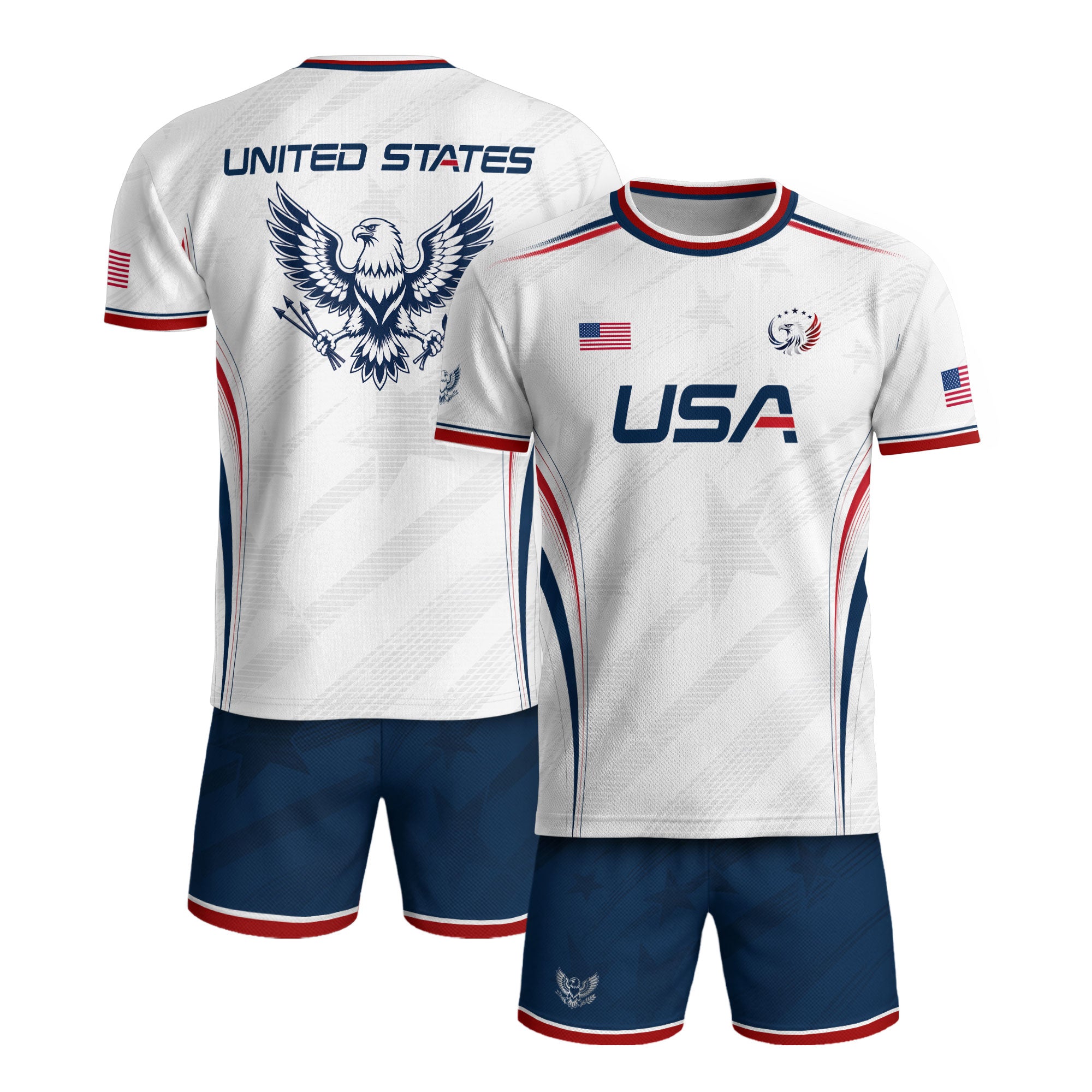 White Adult Soccer Jersey Patriotic Look - Pro Eagle Graphic Team Performance Shirt