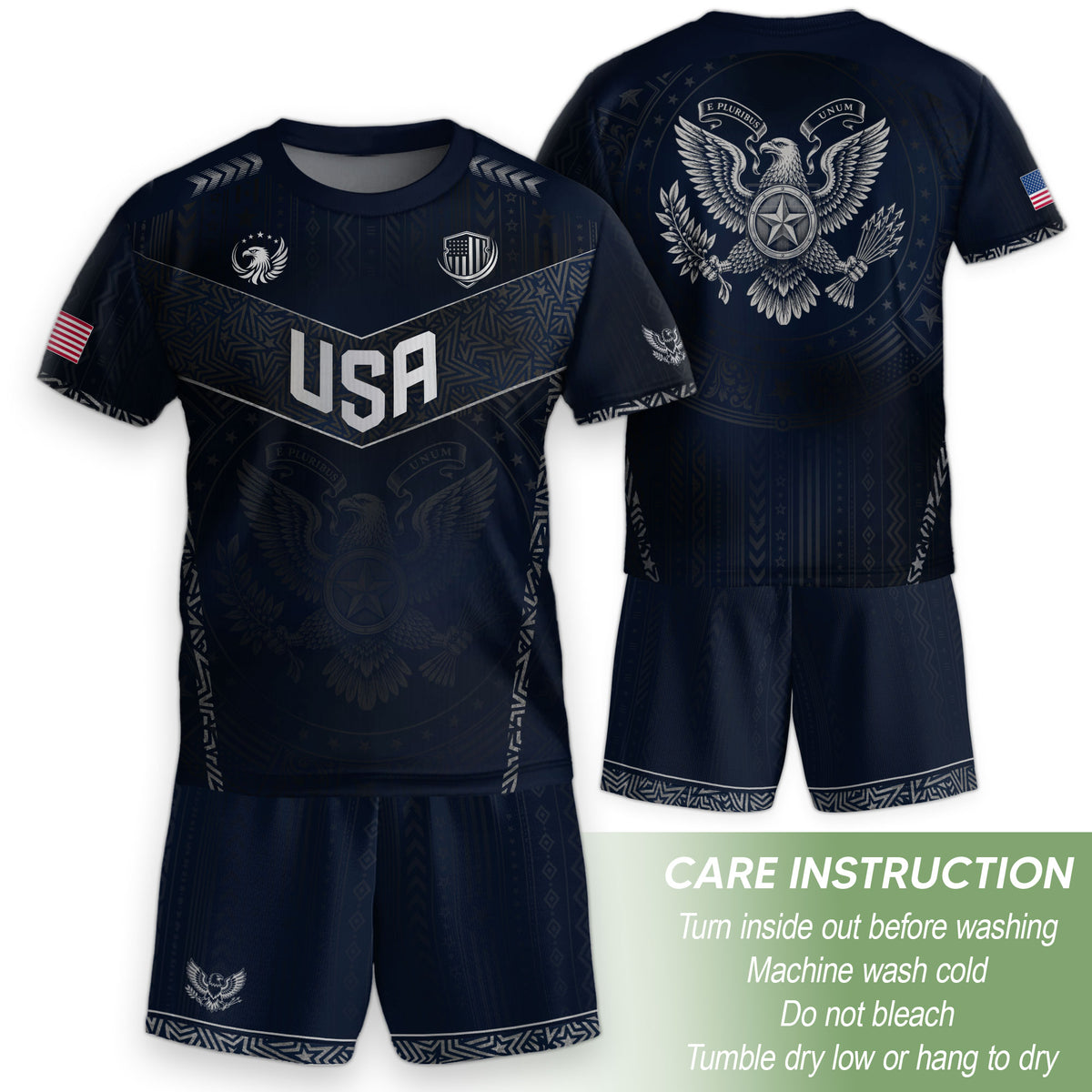 Kids' Blue USA Soccer Jersey Patriotic Eagle Graphic Print Breathable Fan Shirt - Rust Field Wear