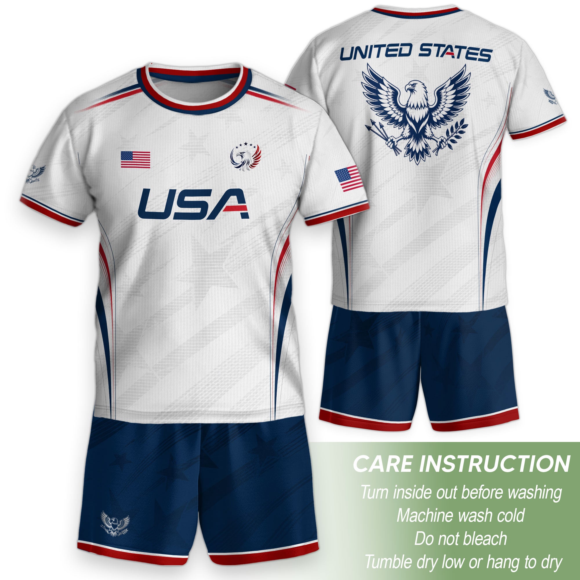 Kids' White USA Soccer Jersey Patriotic Eagle Graphic Print Breathable Fan Apparel
