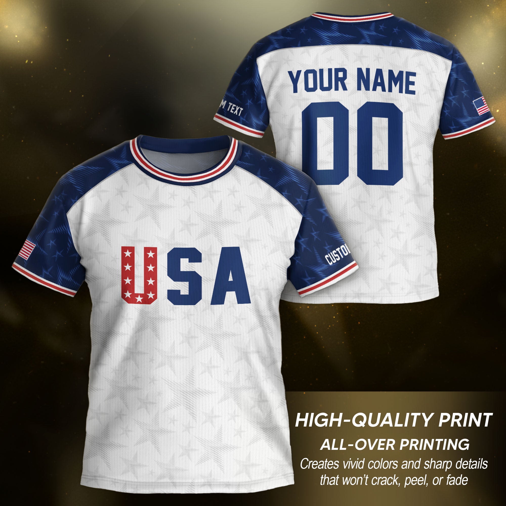 Custom Kid USA Soccer Jersey Heritage Collection White Navy Personalized Youth Tee