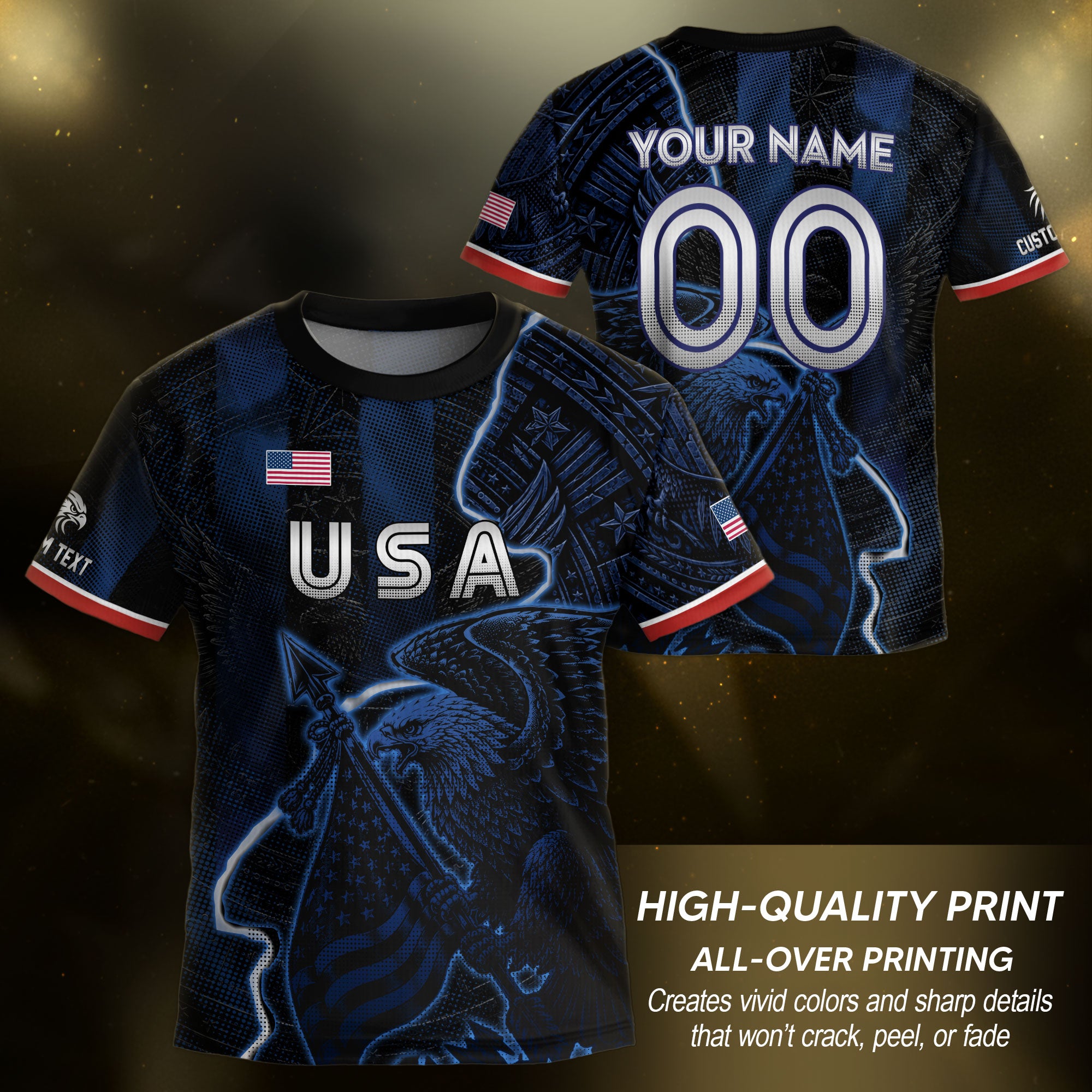 Custom Kids USA Soccer Jersey Navy Personalized Youth Patriotic Football Shirt