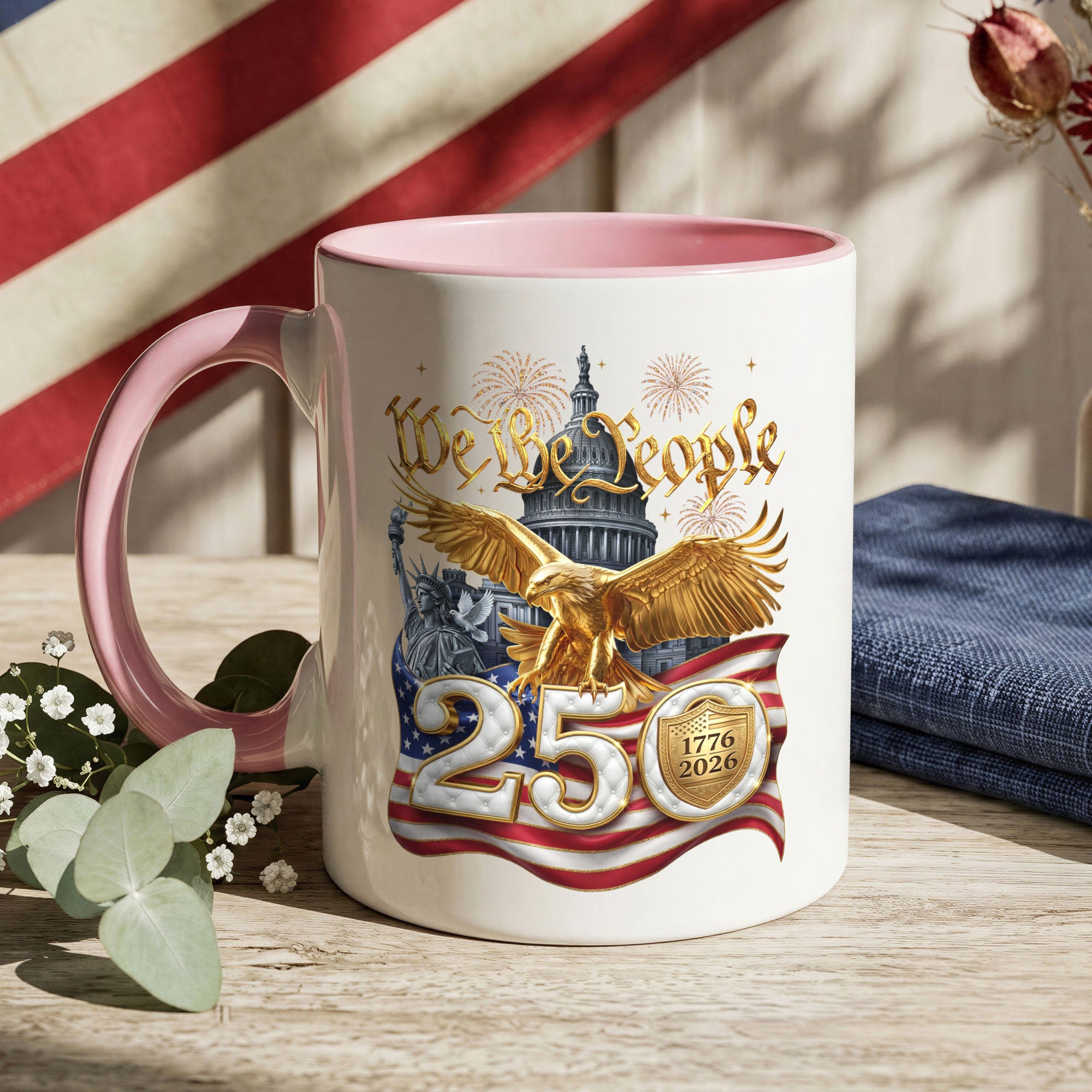 We The People Proud Patriot Accent Mug - Epic Golden Eagle 1776 2026 Gift Cup