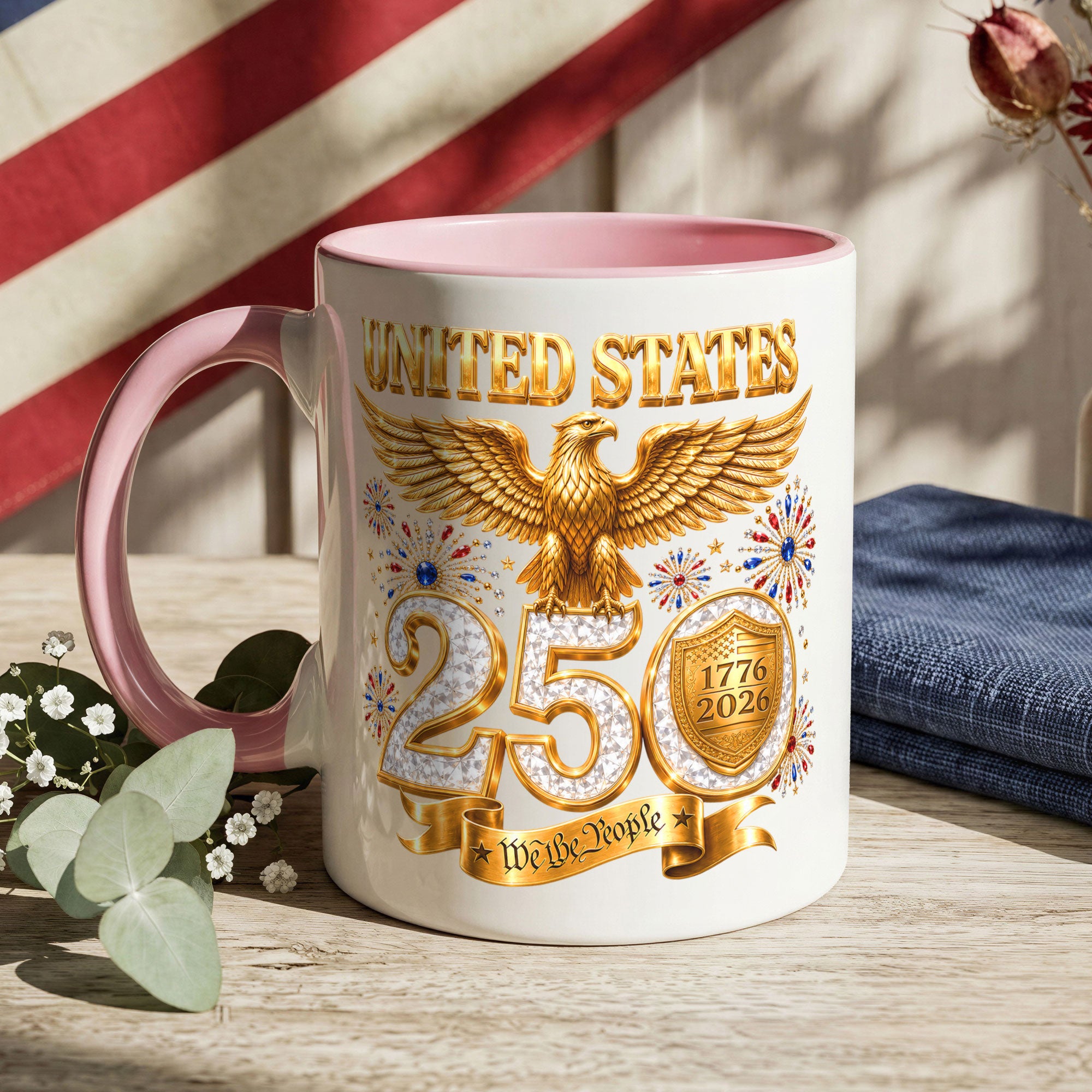 United States Proud Patriot Accent Mug - Epic Golden Eagle 1776 2026 Gift Cup