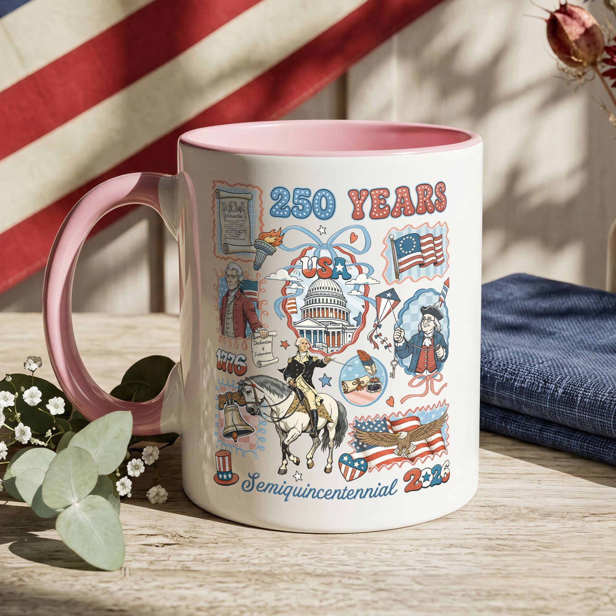 250 Years US History Chronicles Accent Mug - Epic Patriotic Collector Cup