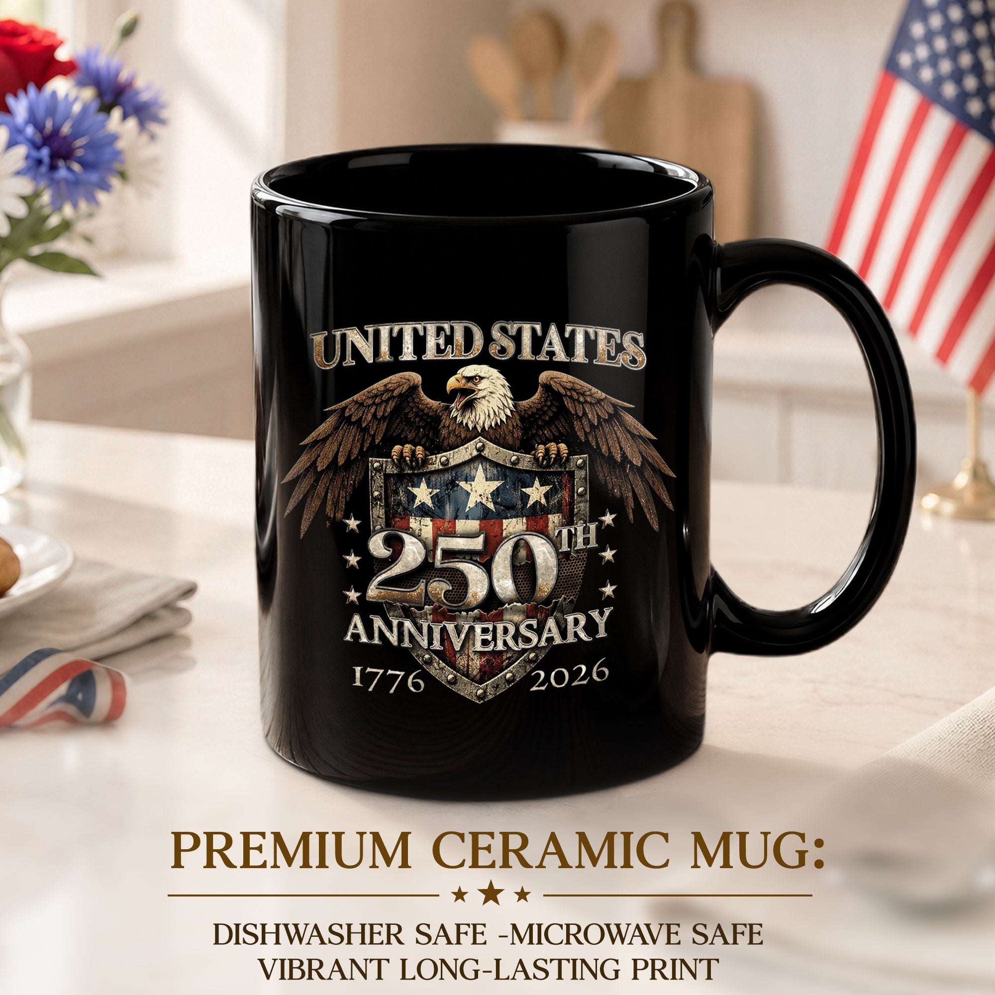 USA 250th Milestone Mug - 1776-2026 Patriotic Eagle Shield Heritage Keepsake Vessel