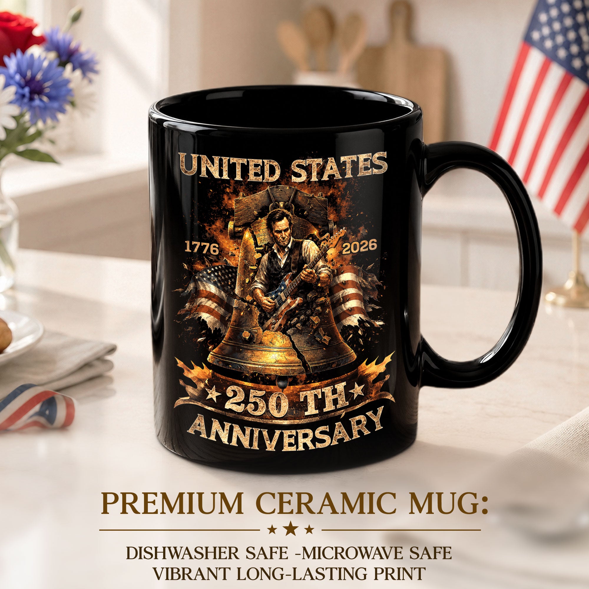 Patriotic Mug 250 Years 1776-2026 United States Liberty Bell Lincoln Rocker Independence