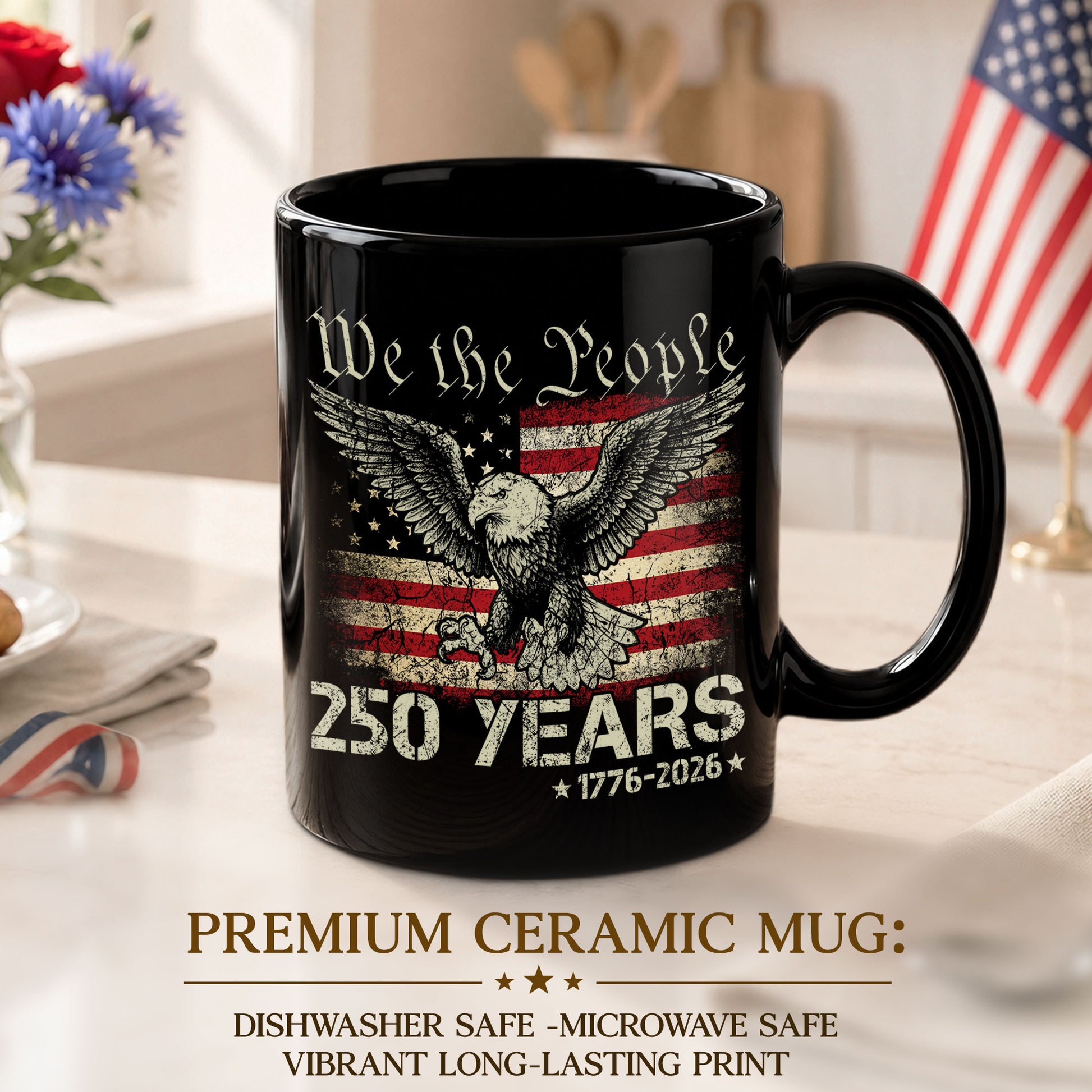 Patriotic We The People 250 Years 1776-2026 American Eagle Commemorative Mug - Rust Field Wear
