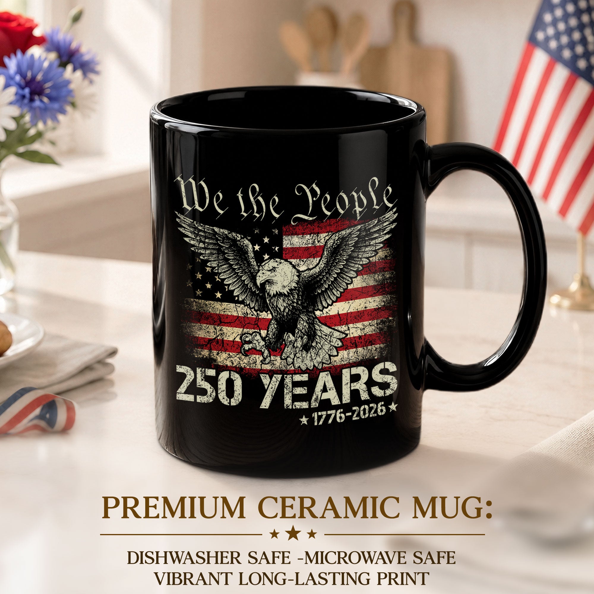 Patriotic We The People 250 Years 1776-2026 American Eagle Commemorative Mug