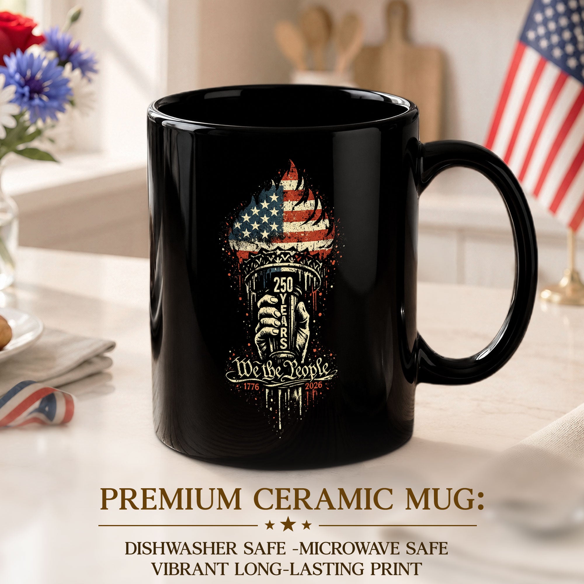 250 Years 1776 2026 Mug We The People Statue of Liberty Torch Ceramic Cup Gift