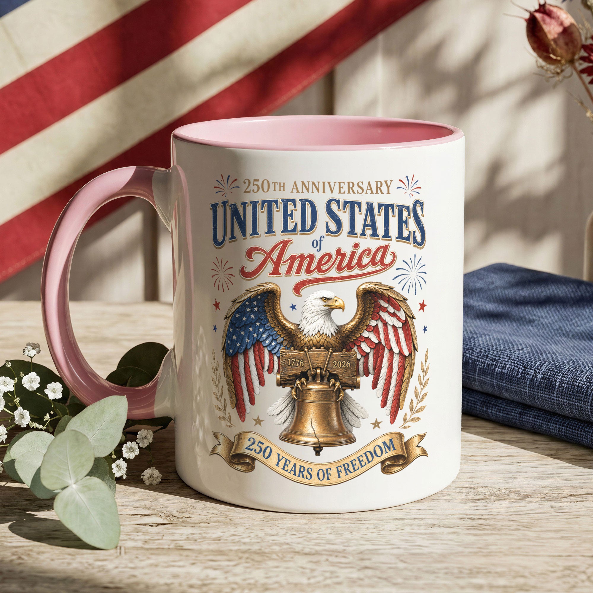 United States Accent Mug American Eagle Liberty Bell Patriotic 1776 2026 Cup