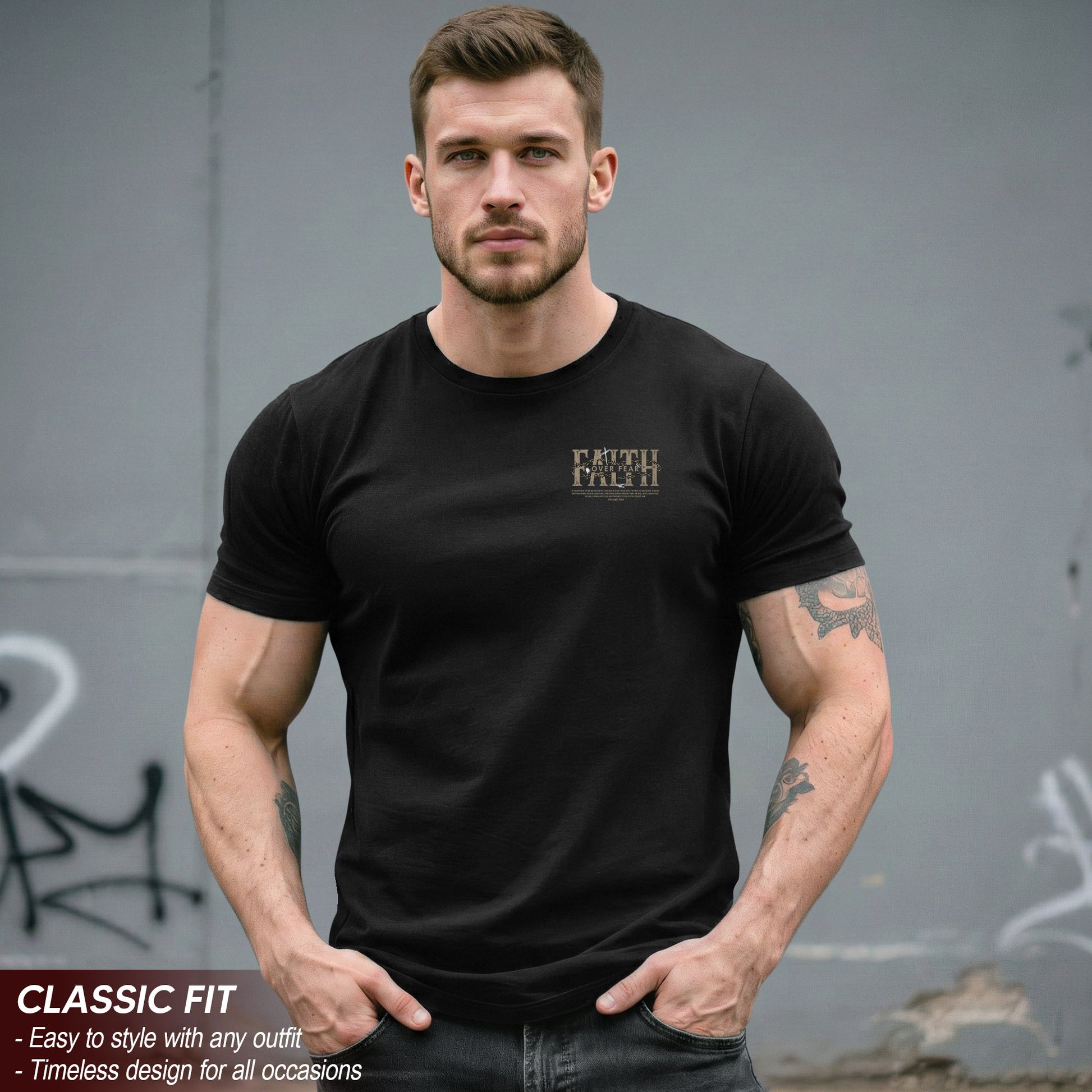 Faith Over Fear T Shirt Christian Psalms 118 6 Cross Crown Of Thorns Religious Tee Apparel - Rust Field Wear