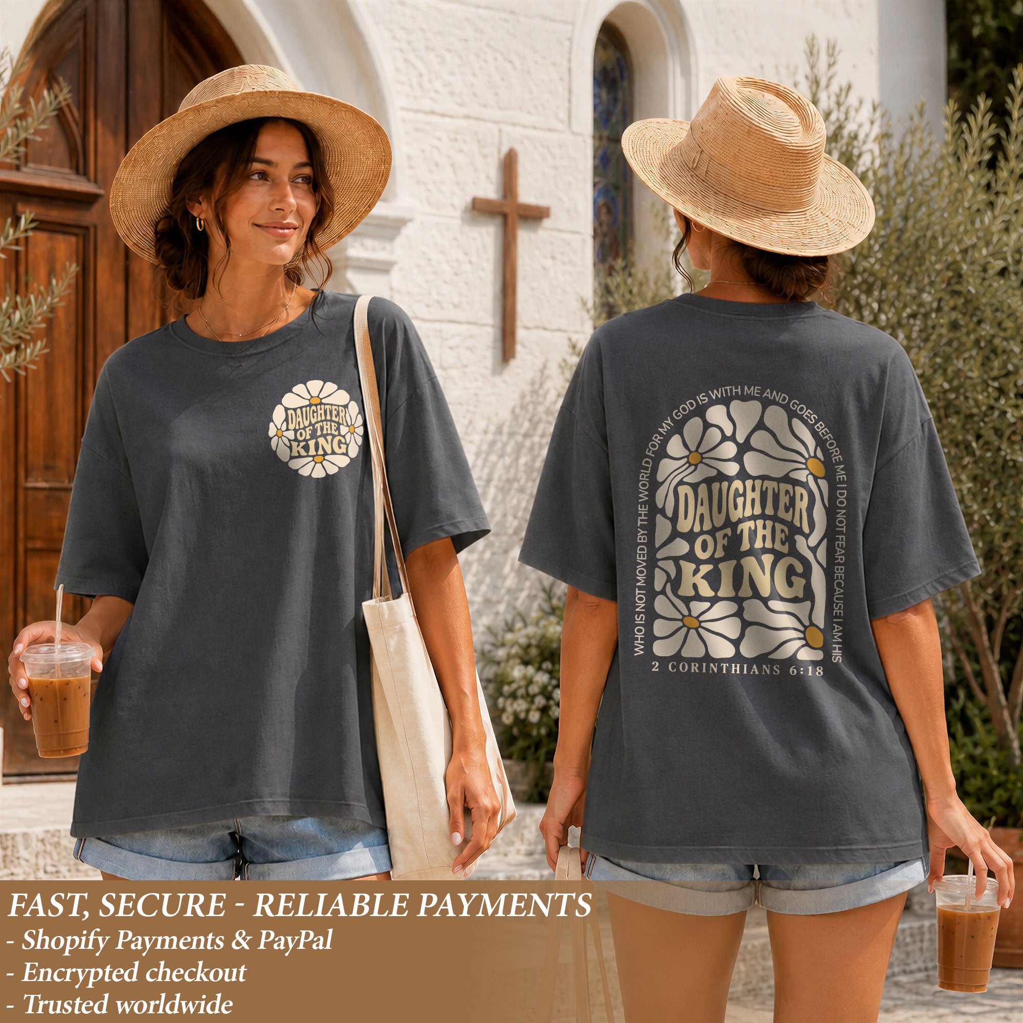 Daughter Of The King Shirt Retro Daisy Flower 2 Corinthians 6 18 Christian Graphic Tee - Rust Field Wear