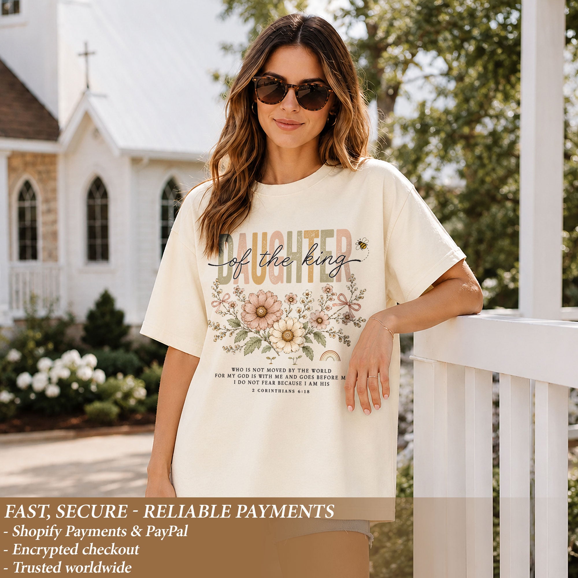 Daughter Of The King Shirt Daisy Bee Christian 2 Corinthians 6 18 Faith Graphic Tee