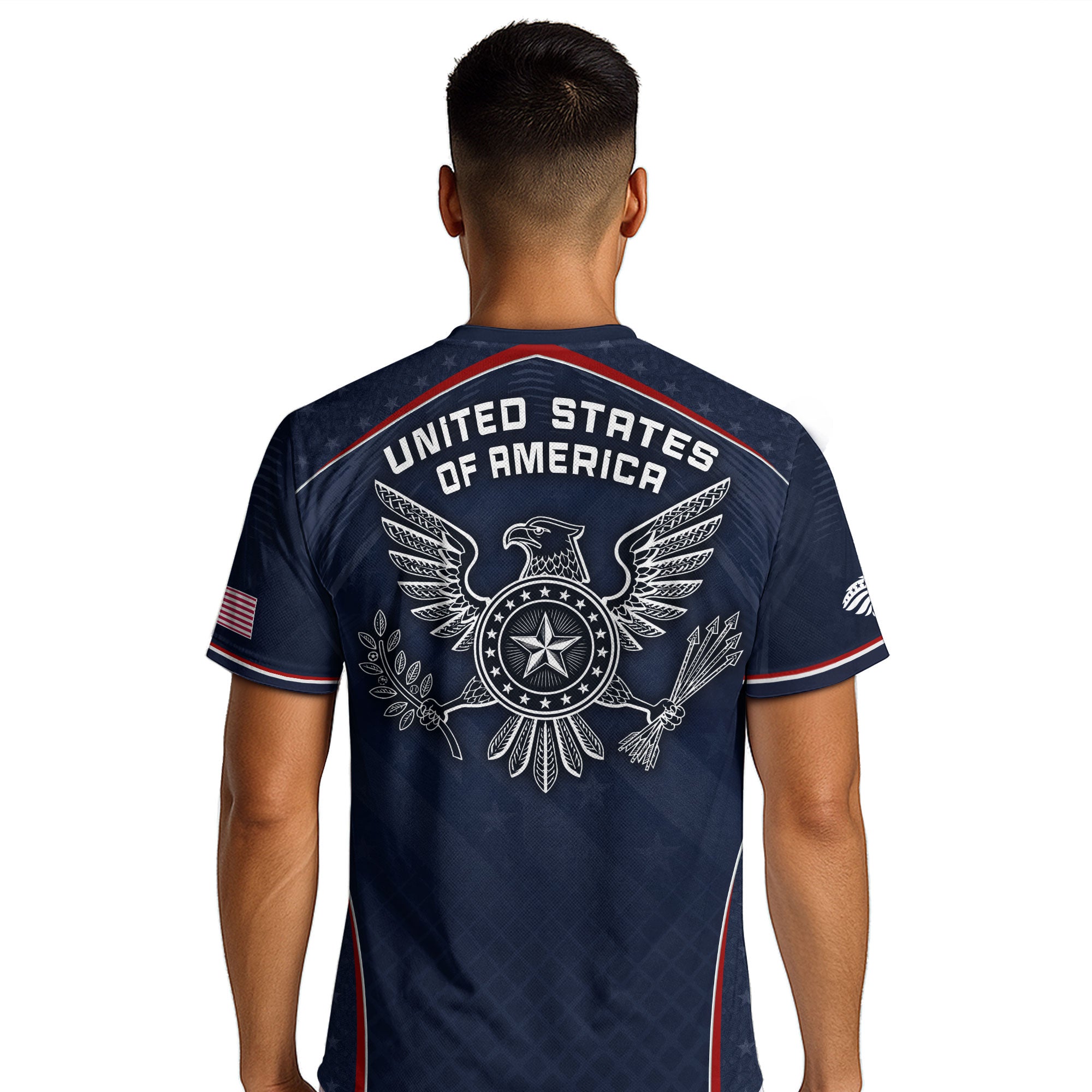 USA Soccer Jersey Navy Patriotic Eagle Graphic Athletic T-Shirt for Soccer Fans
