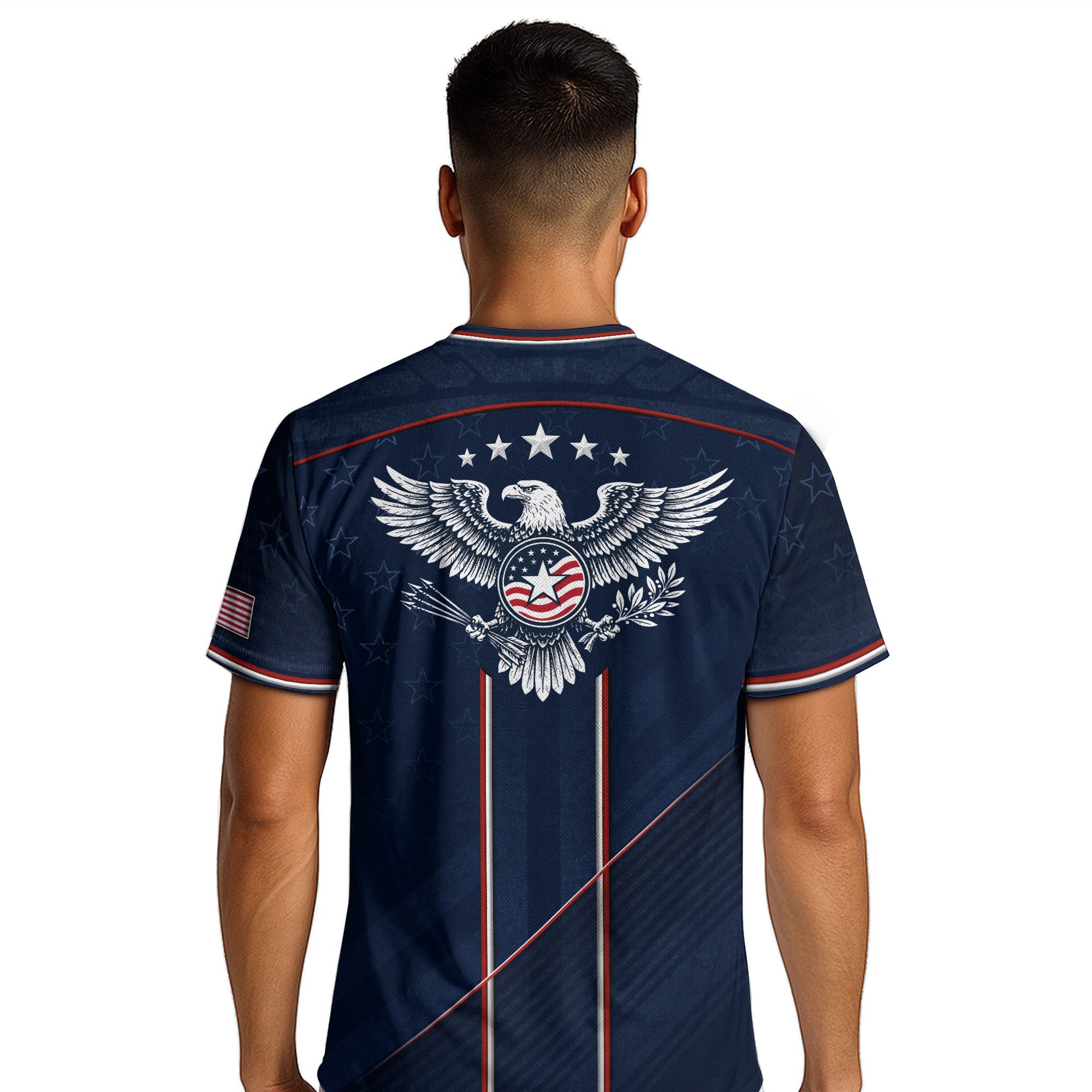Navy USA Soccer Jersey American Flag Eagle Design Patriot Soccer Shirt for Men Women