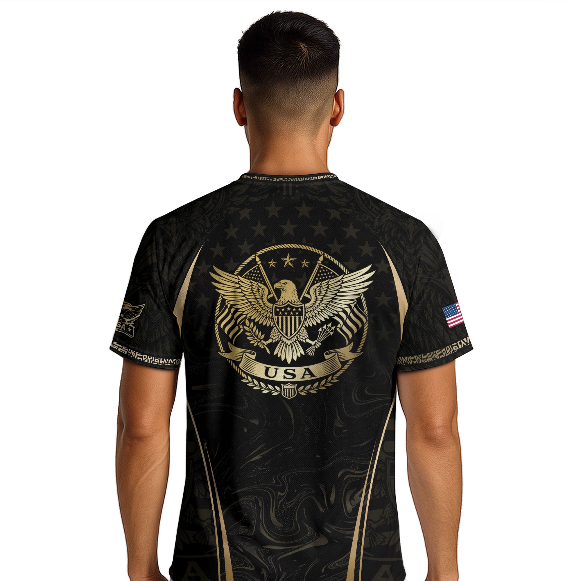 TEST - USA Soccer Jersey Patriotic Eagle Black Gold Marble Football Shirt Men Women Sportswear (Copy)