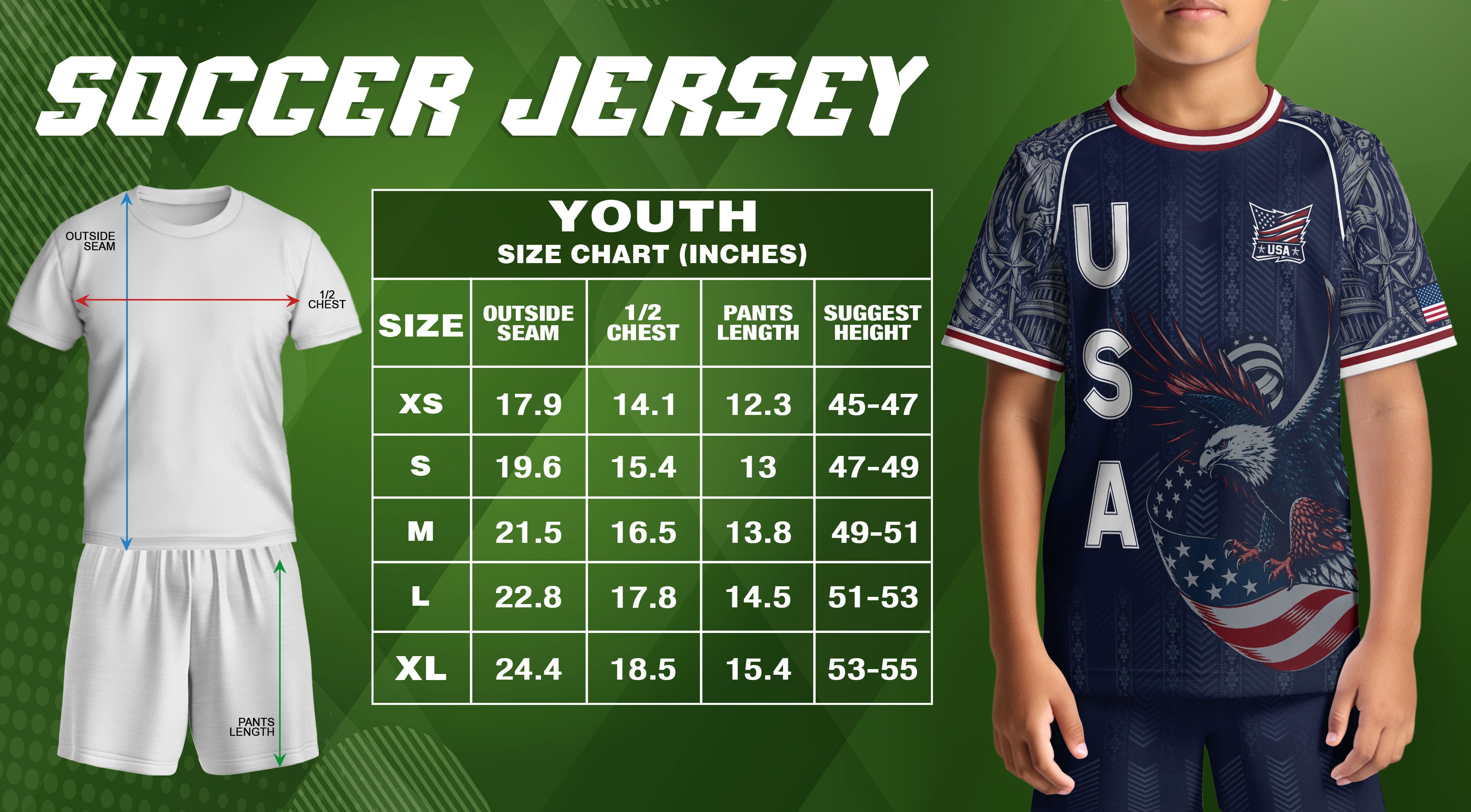 USA Soccer Jersey Kids Shorts Set Navy Athletic Football Shirt and Shorts Outfit