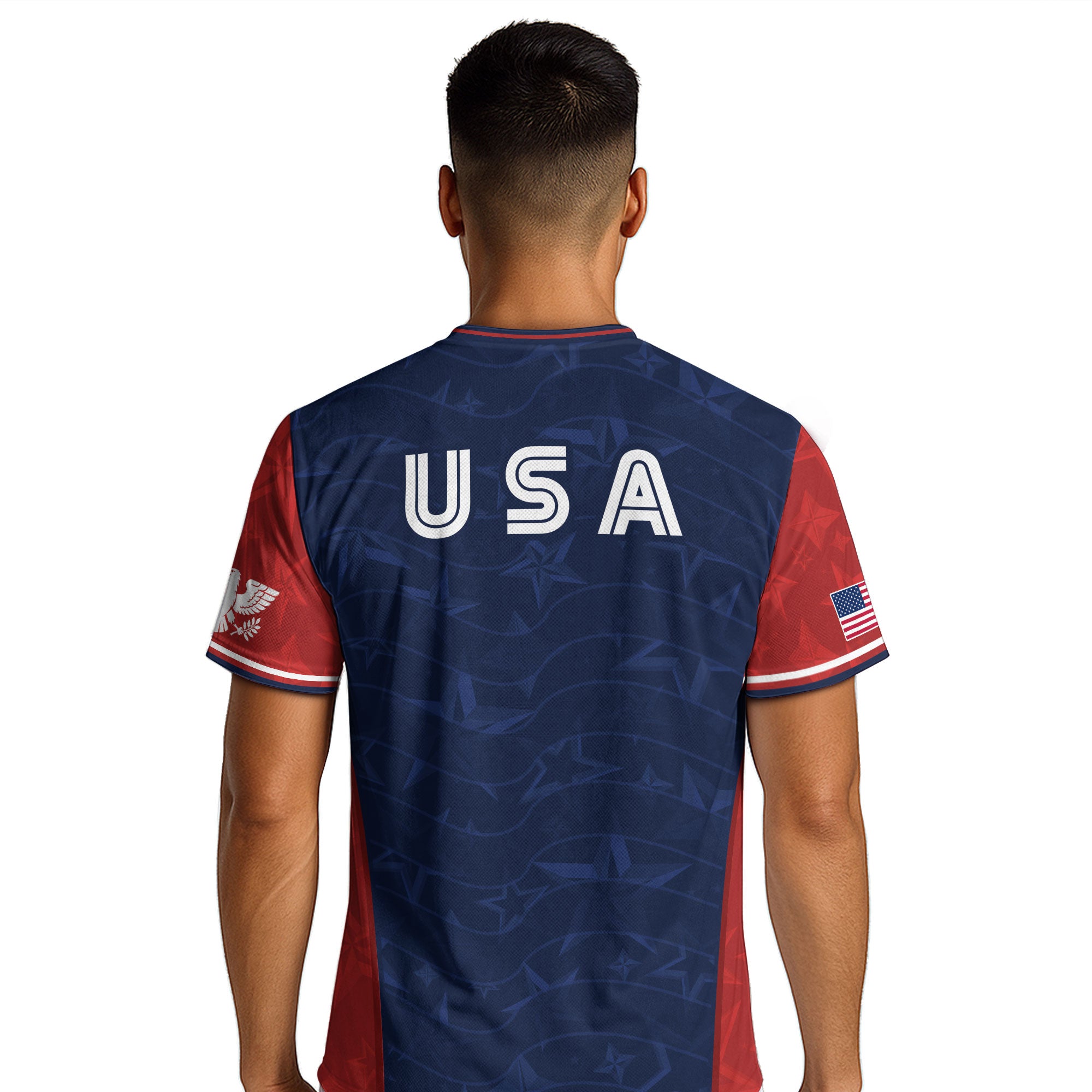 Navy Orange USA Soccer Jersey Men Patriotic Stars Stripes American Football Shirt Fan Gear