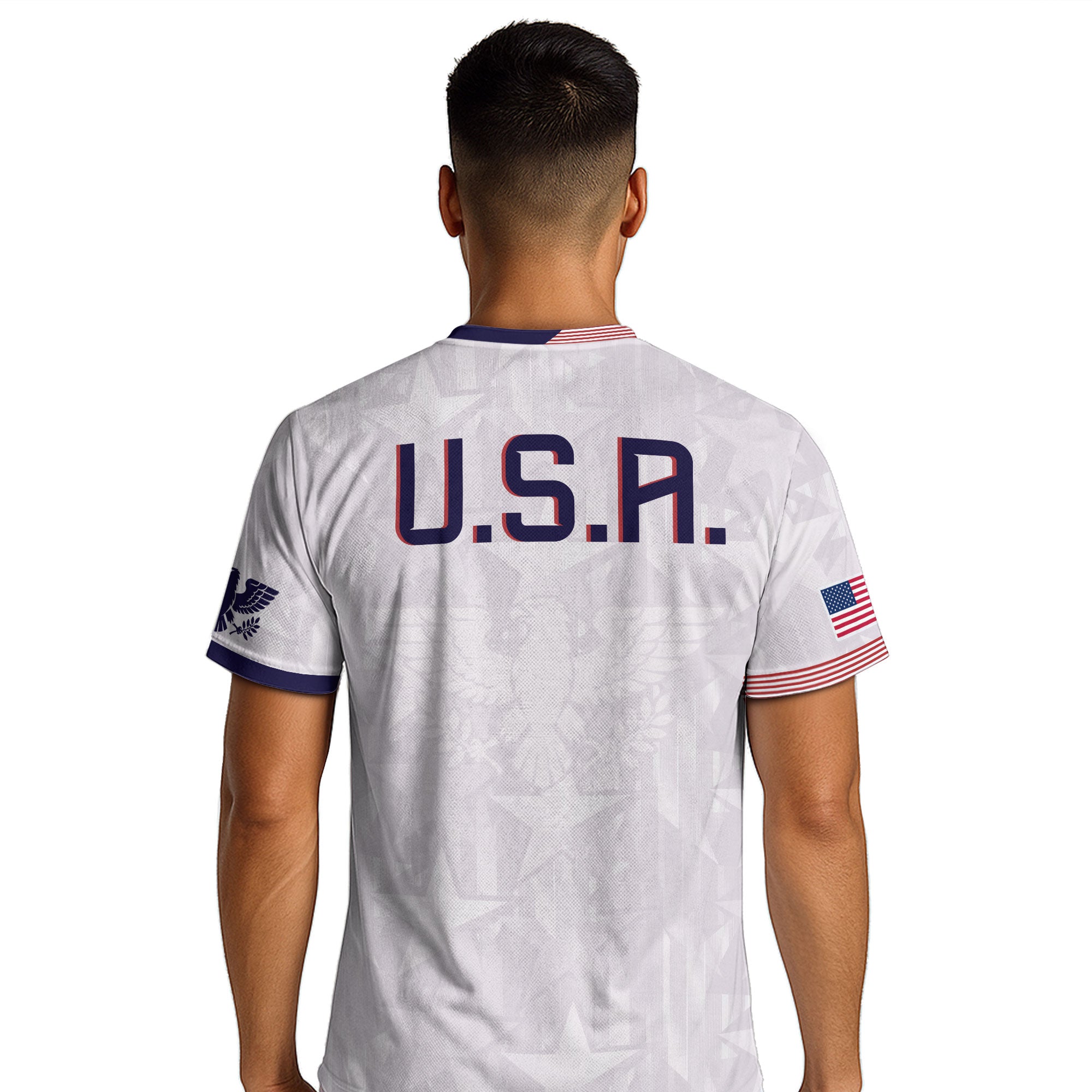 White USA Soccer Jersey Men Patriotic United States Football Shirt Team Sportswear Gift