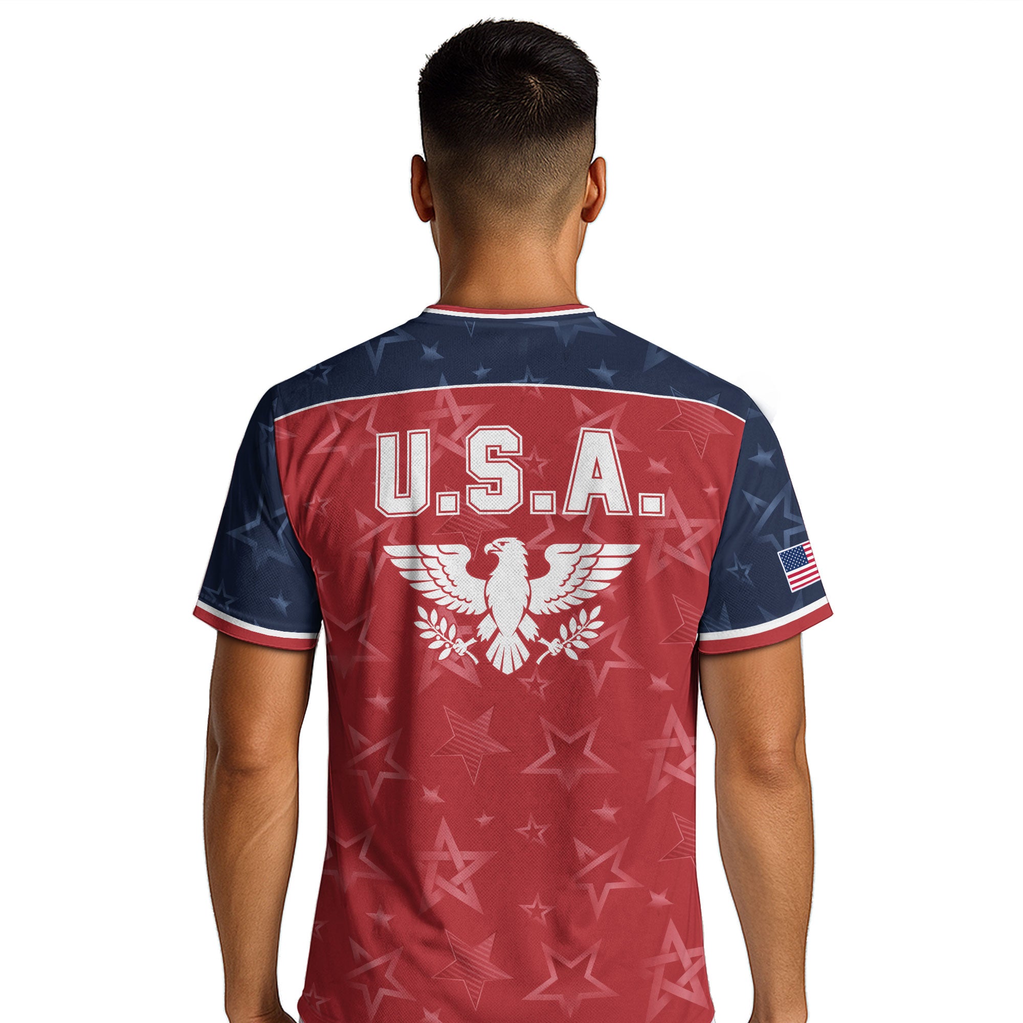 Orange Navy USA Soccer Jersey Men Patriotic United States Football Shirt White Eagle Crest Gift