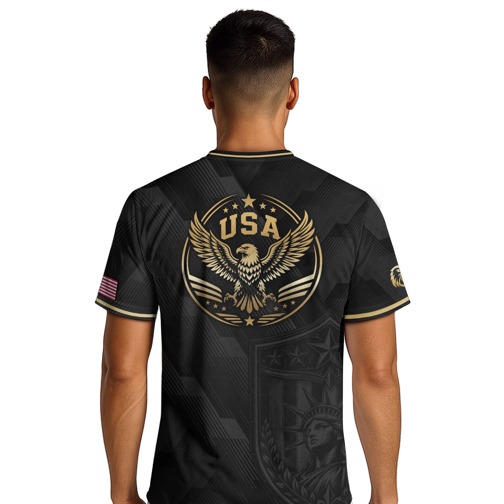 Black Adult Soccer Jersey Gold Style Iconic USA Eagle Graphic Team Training Shirt