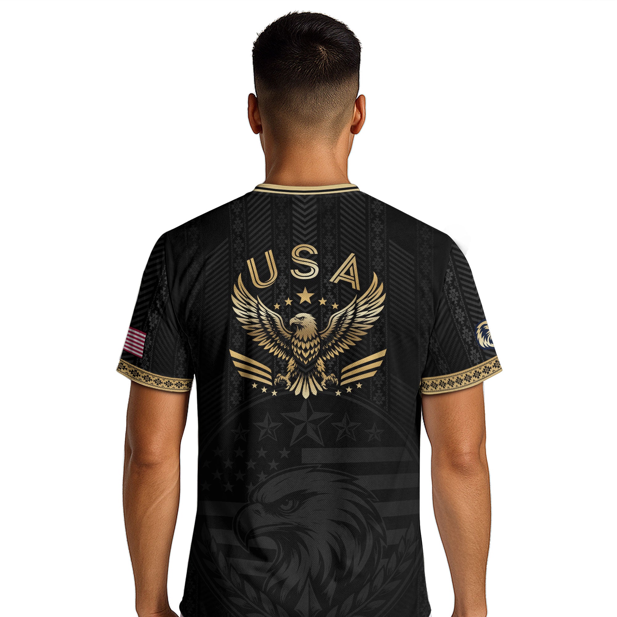 Elite Black Adult Soccer Jersey Edition Eagle Emblem Patriotic Athletic Sport Top