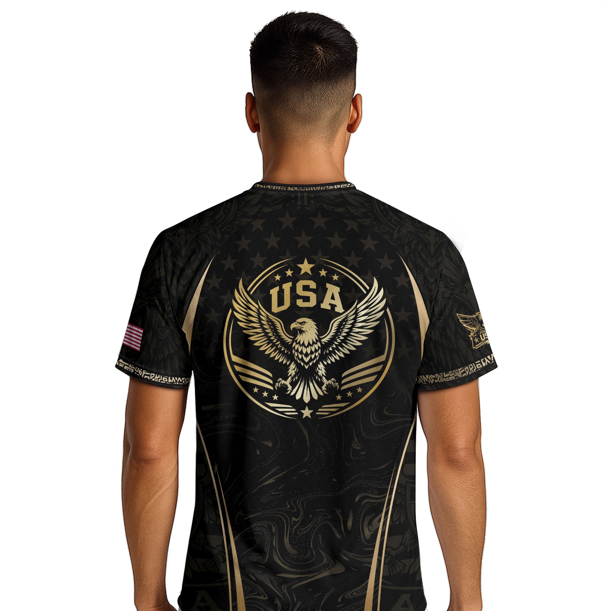 Adult Soccer Jersey Black Gold Style Iconic USA Eagle Graphic Team Training Shirt