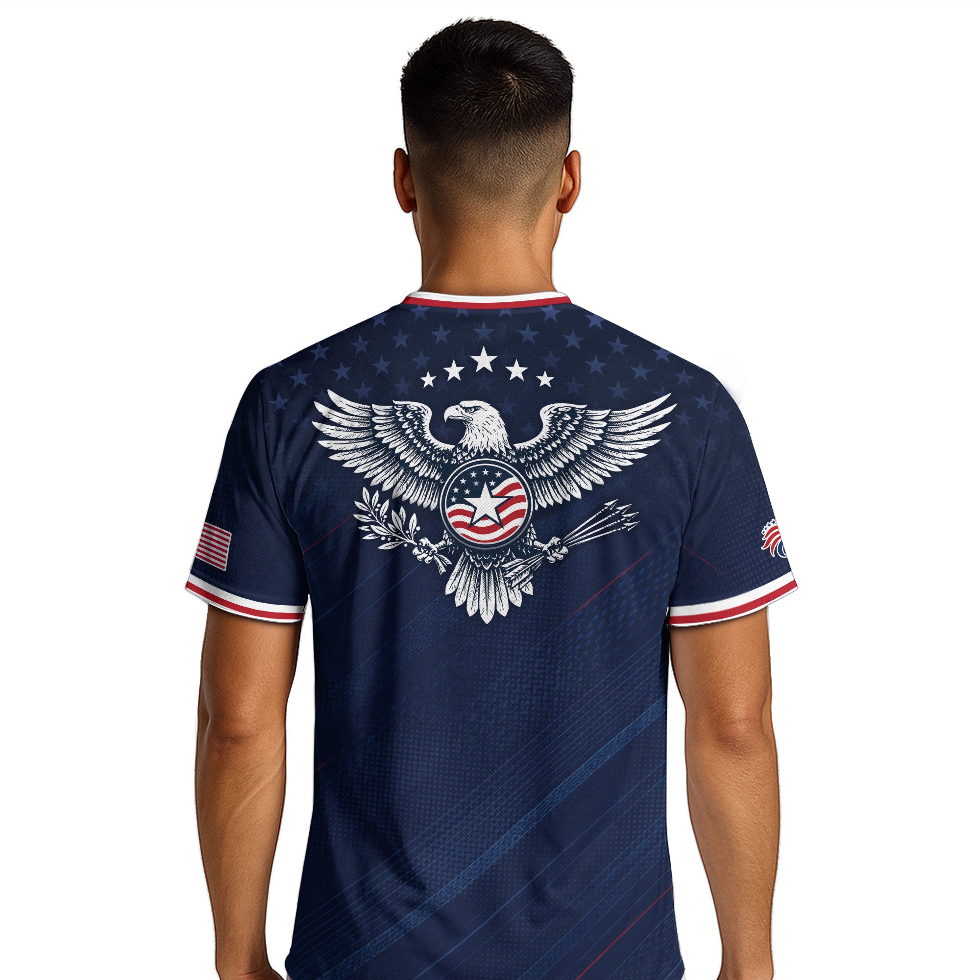 Navy USA Soccer Jersey Men Patriotic United States Football Shirt Silver USA Text Gift