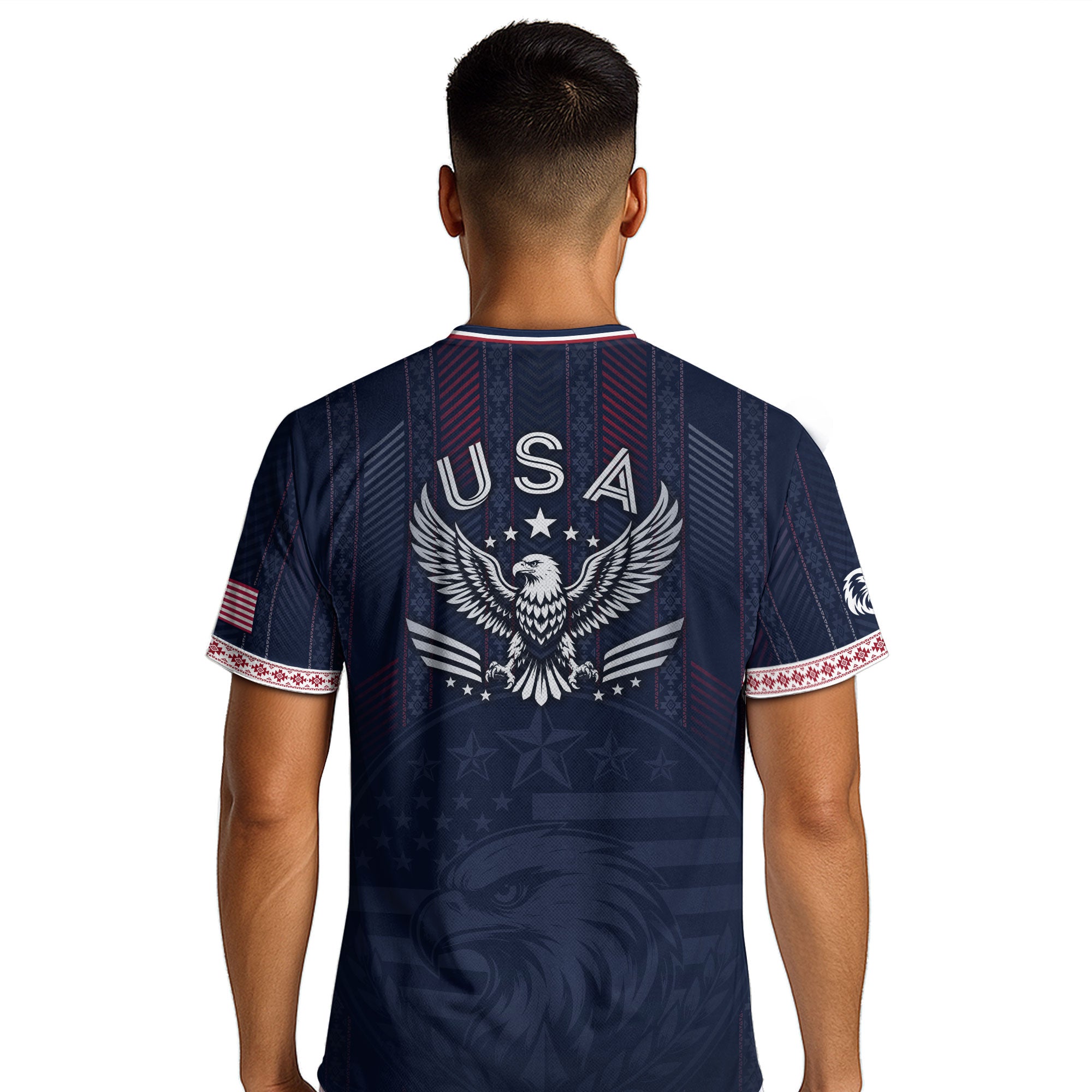 Navy Blue USA Soccer Jersey Patriotic Eagle Football Shirt American Flag Inspired Sports Fan Apparel for Men