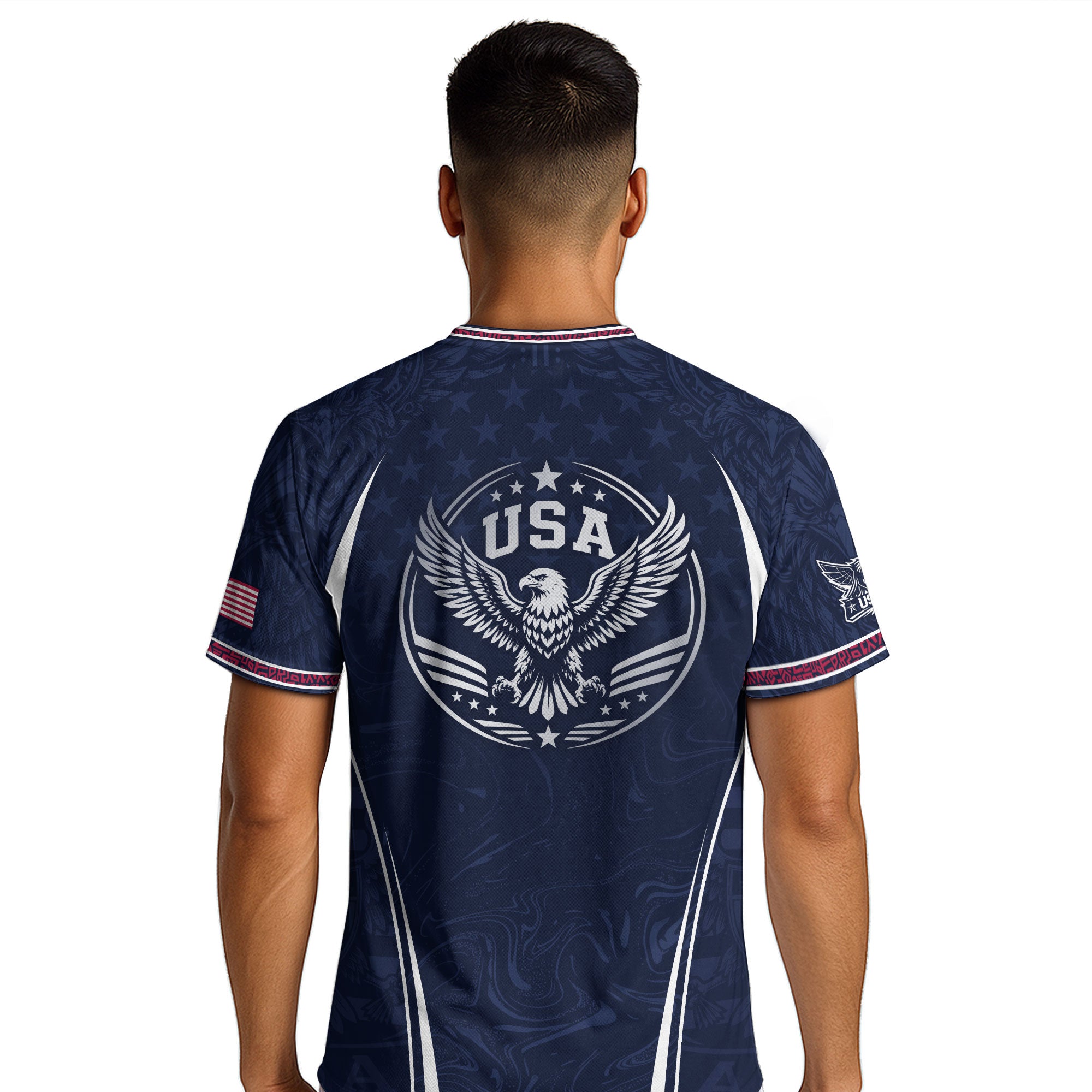 Navy Blue USA Soccer Jersey Patriotic Eagle Football Shirt American Pride Sports Fan Apparel for Men