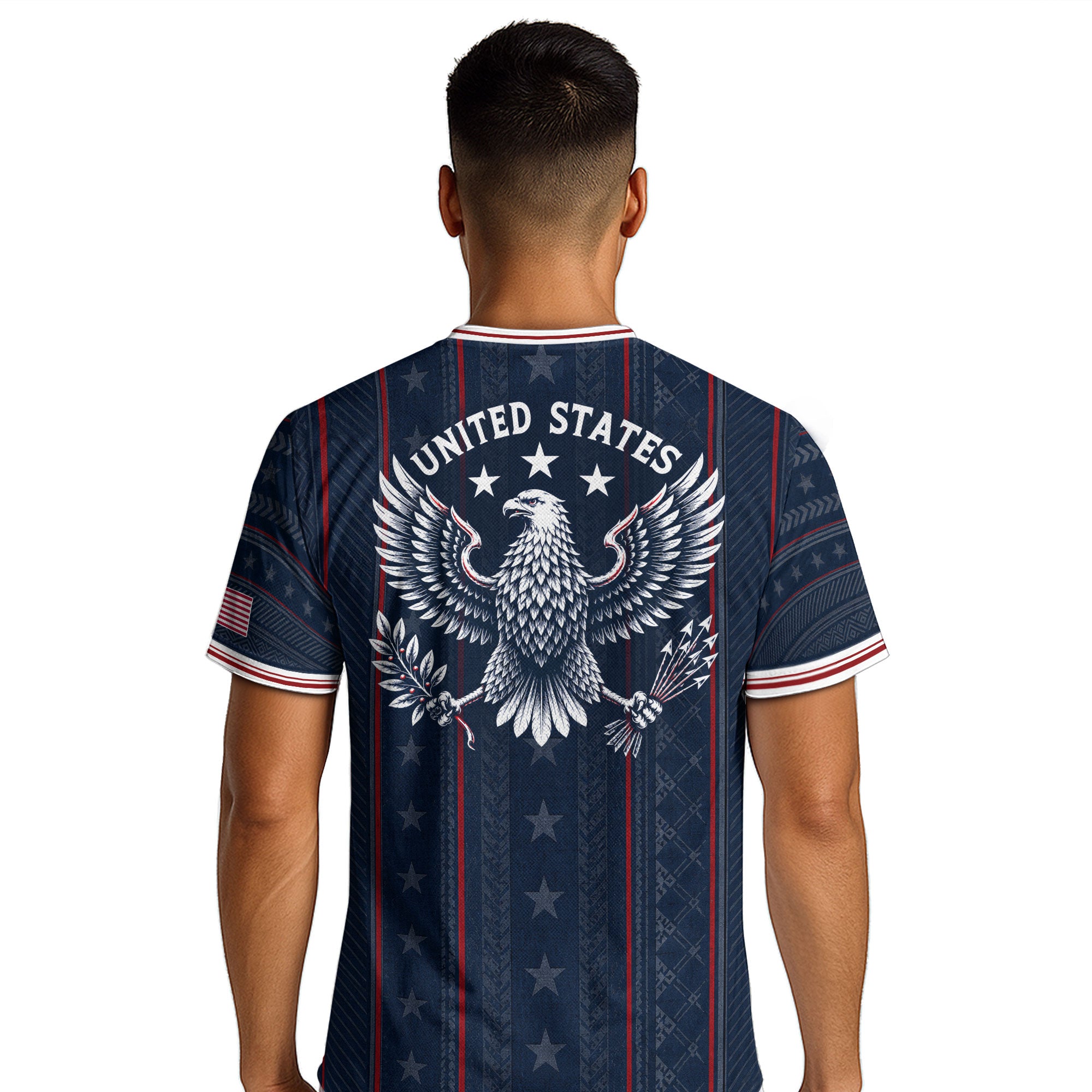 Navy USA Soccer Jersey American Pride Graphic Stripe Soccer Shirt Patriotic Fan Gear