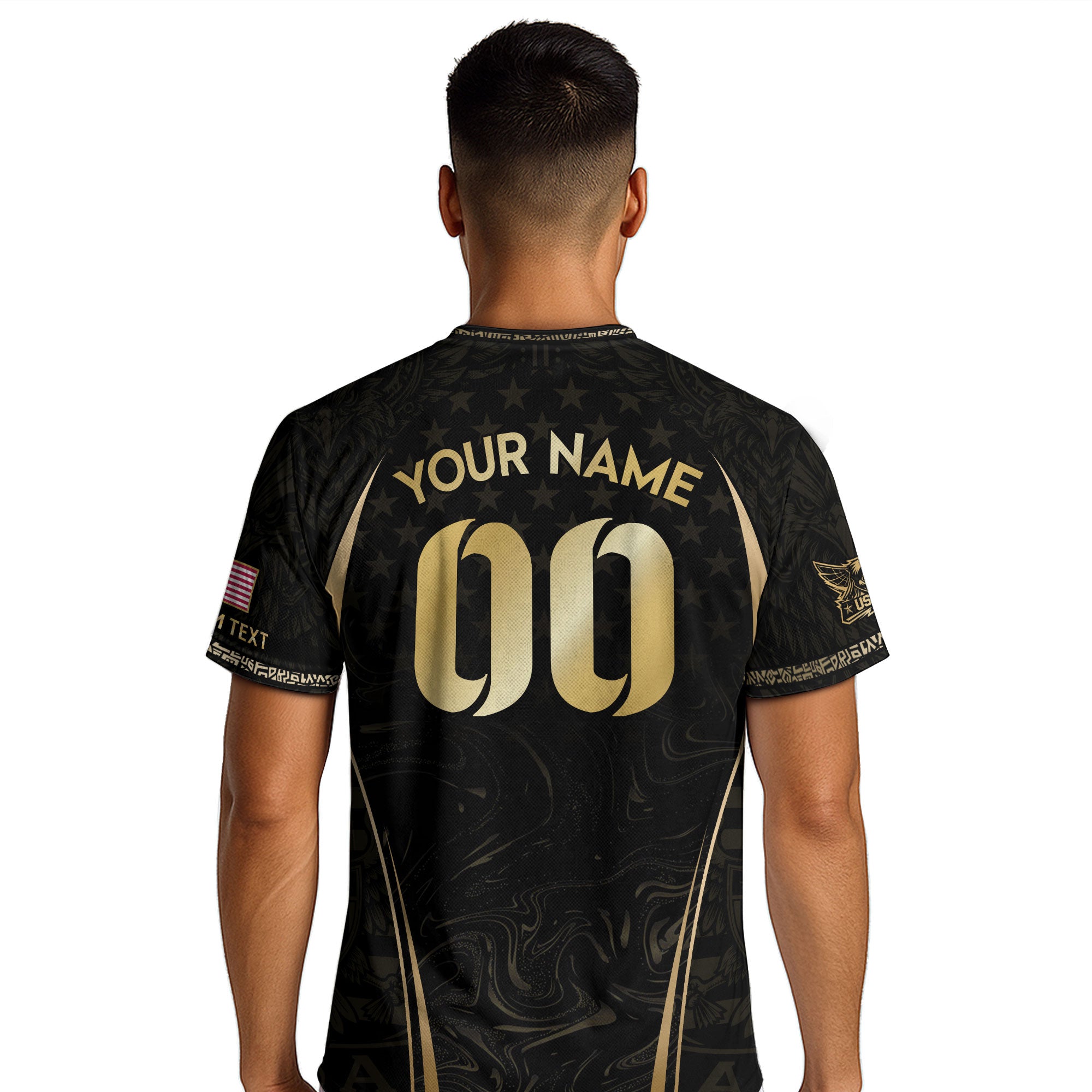 Men Sport T Shirt Outfits Personalized Custom Name USA Metallic Stars Soccer Jersey