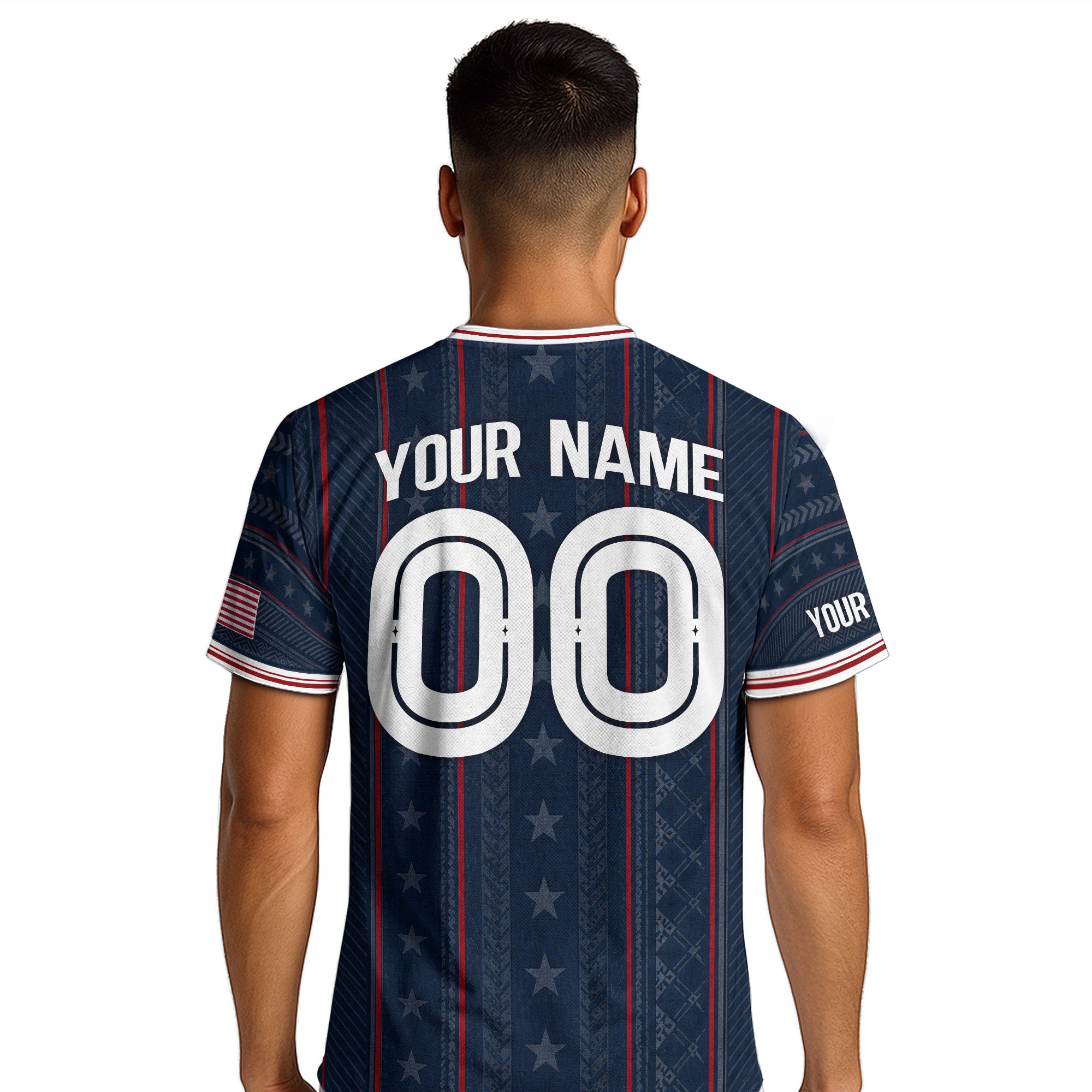USA Soccer Jersey Custom Name Number Patriotic Navy Blue Stars Football Team Shirt