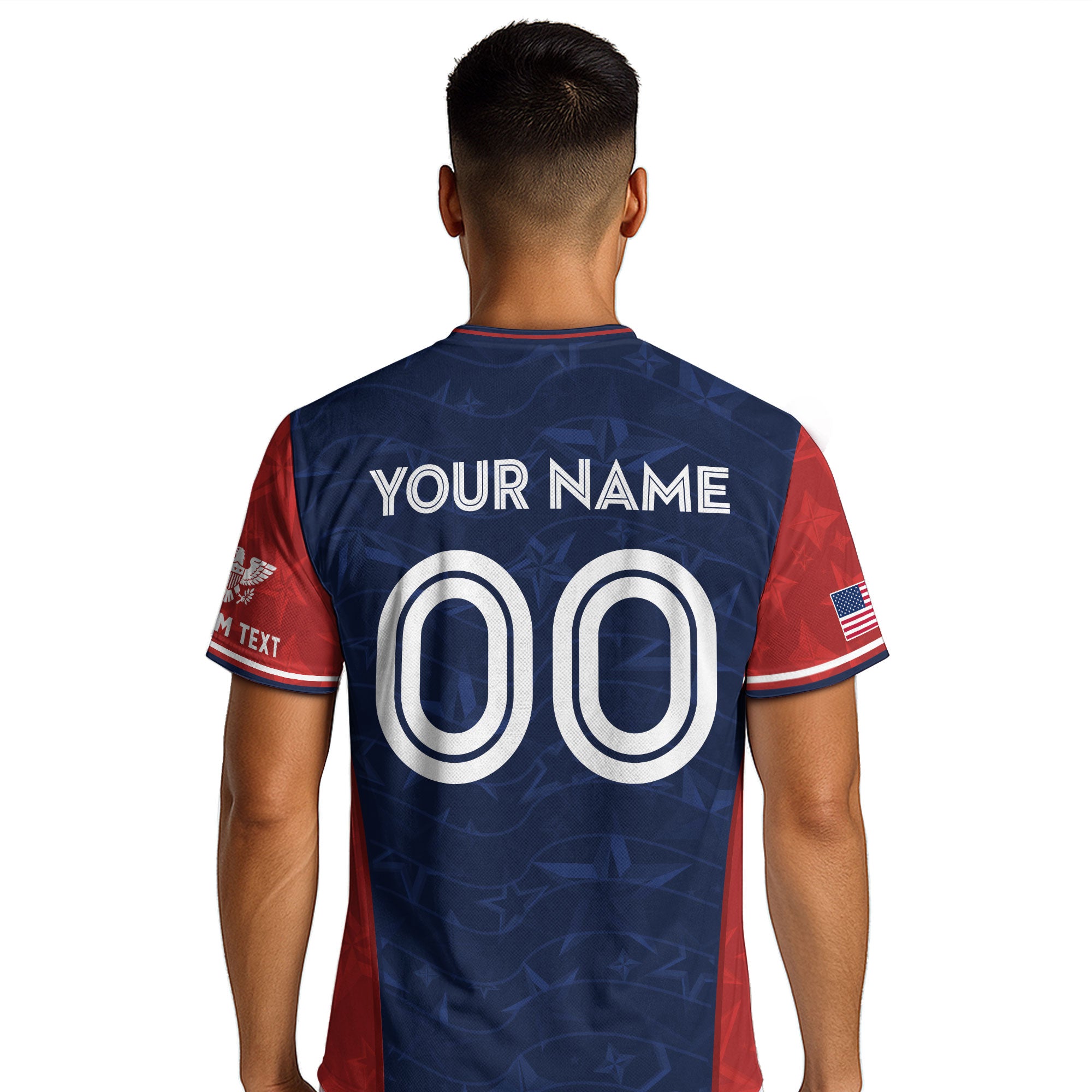 Custom Name Number USA Soccer Jersey Patriotic Stars Stripes Sports Team Shirt