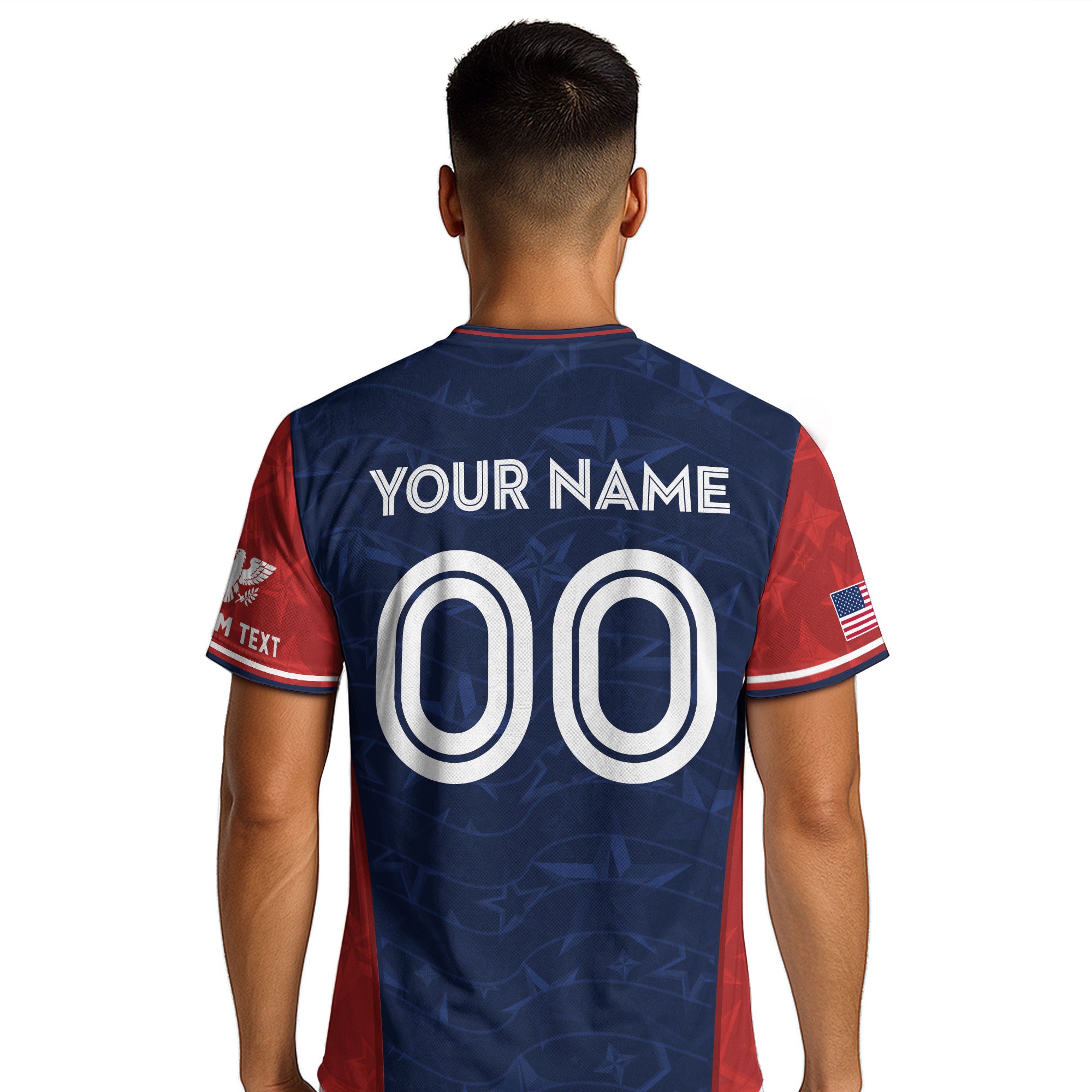 Custom Name Number USA Soccer Jersey Patriotic Stars Stripes Sports Team Shirt