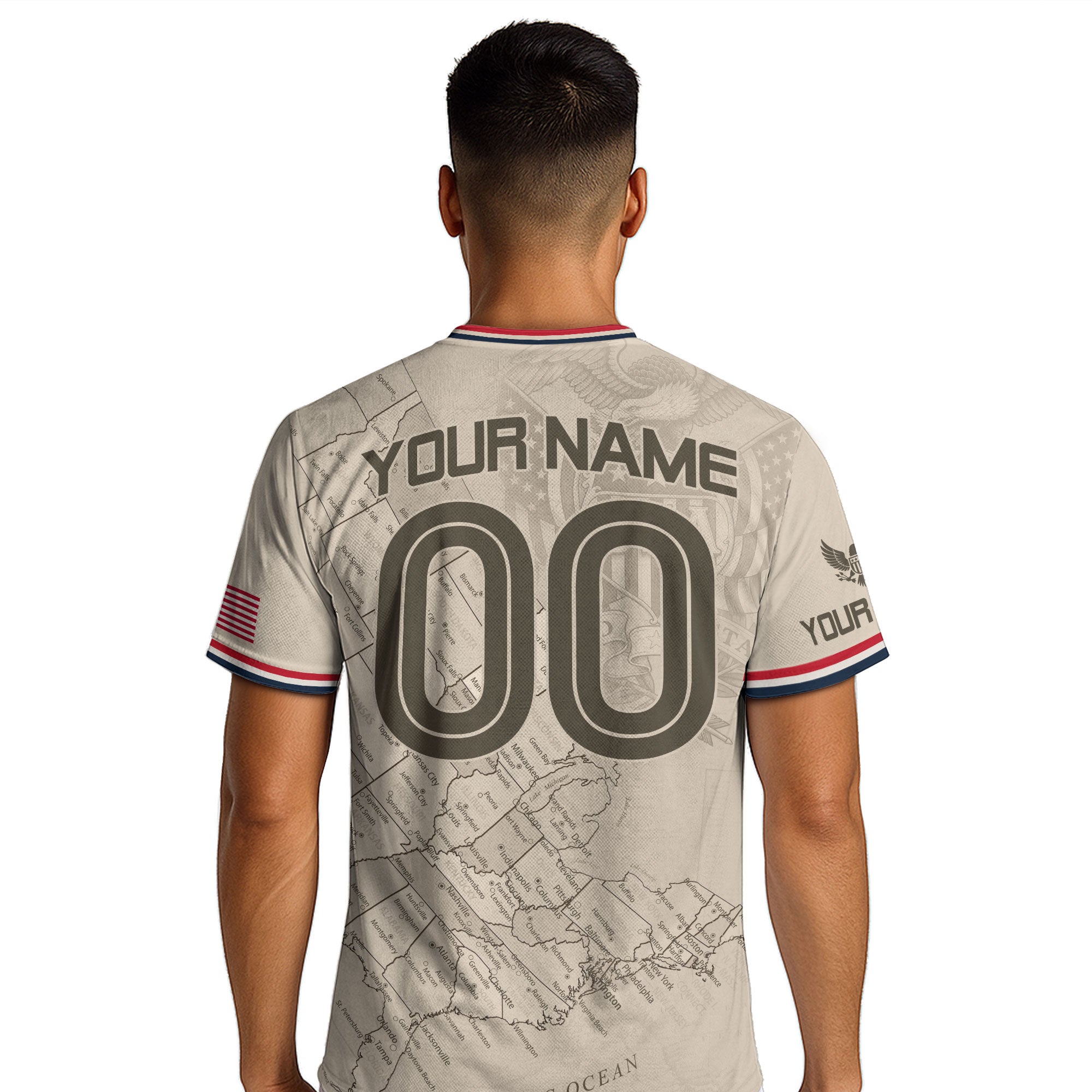 Personalized USA Soccer Jersey Custom Name Number Vintage Map Athletic Training Top