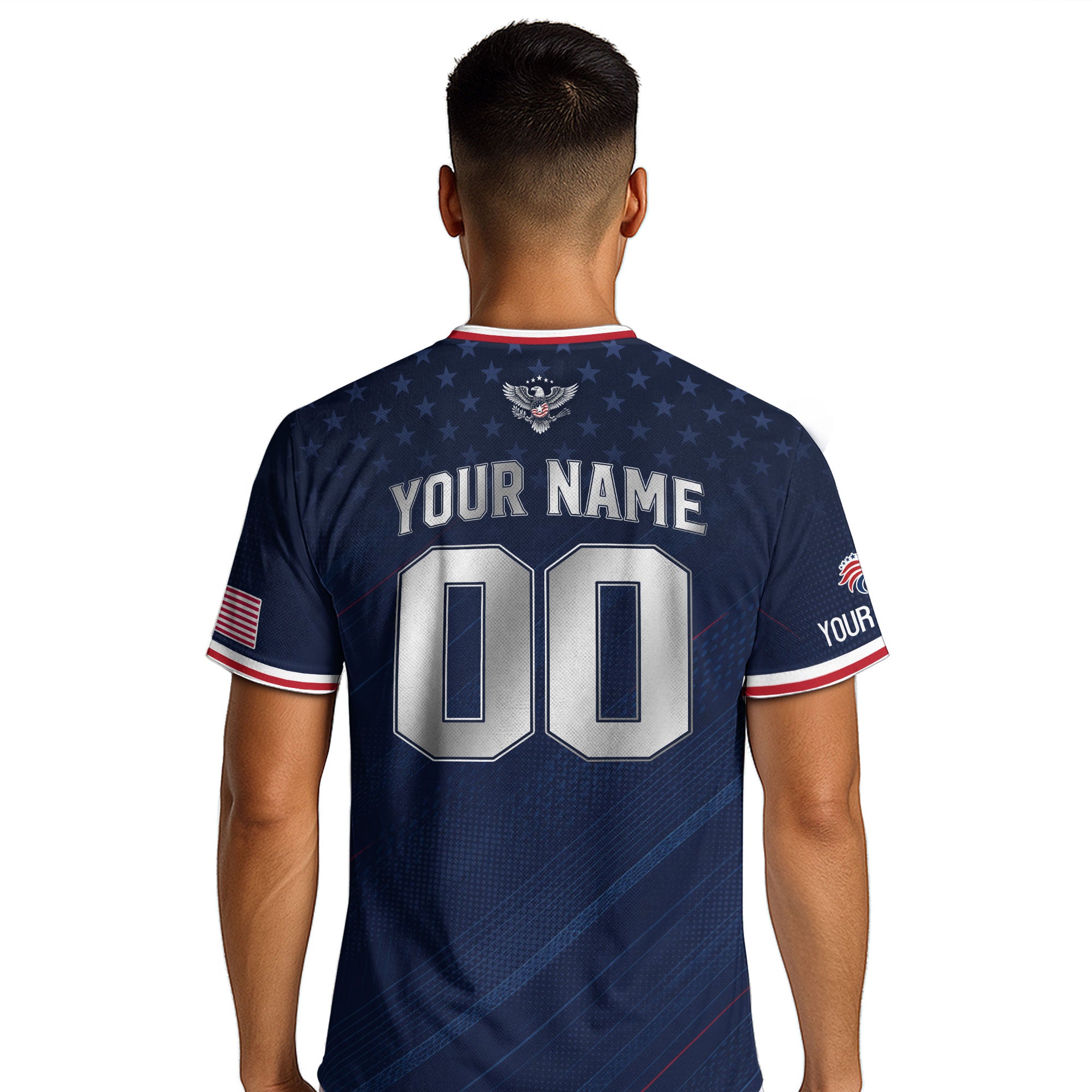 Custom Name Number USA Soccer Jersey Liberty Patriotic Navy Blue Football Team Shirt