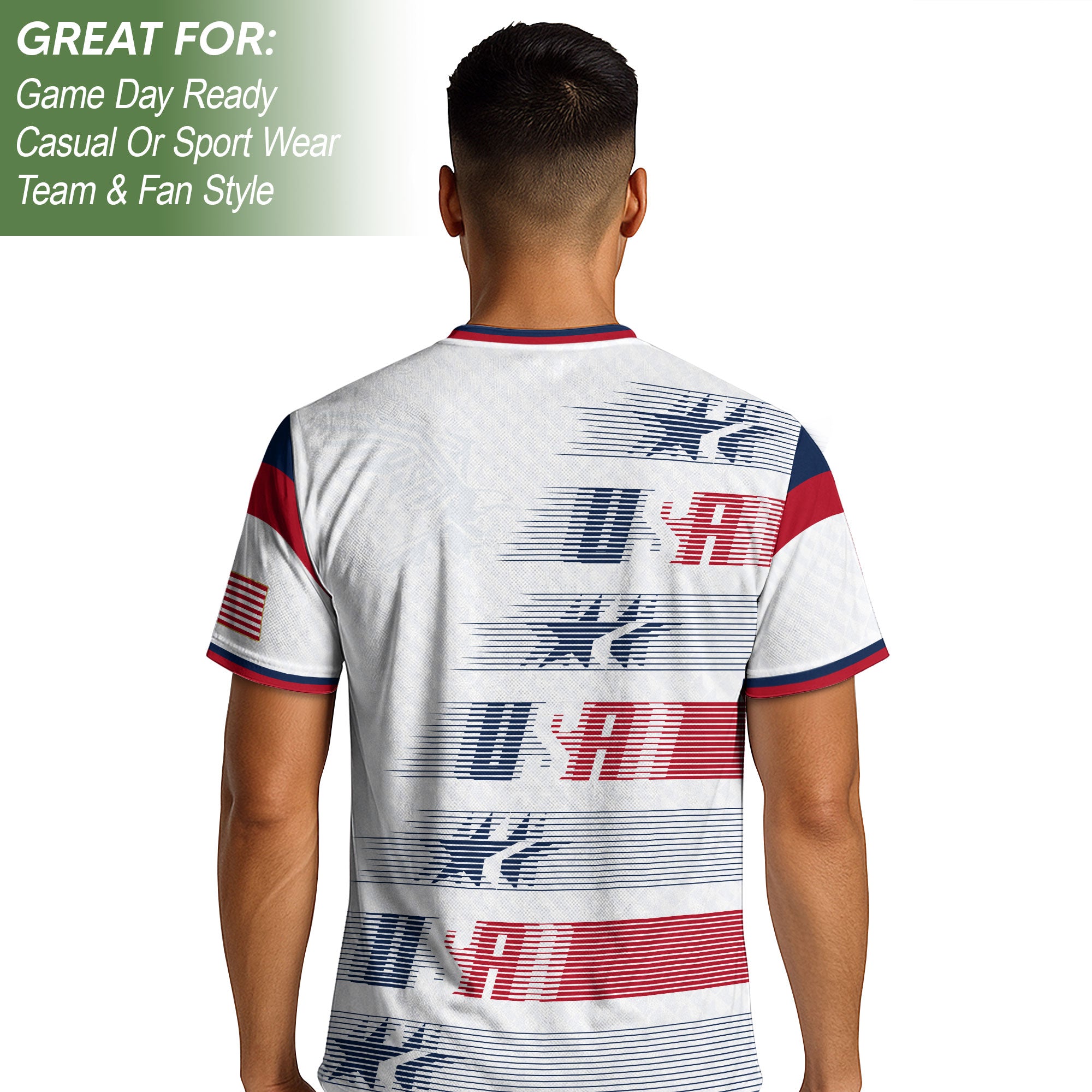 USA Soccer Jersey Men White Navy Red Flag Graphic Football Shirt Retro Fan Wear
