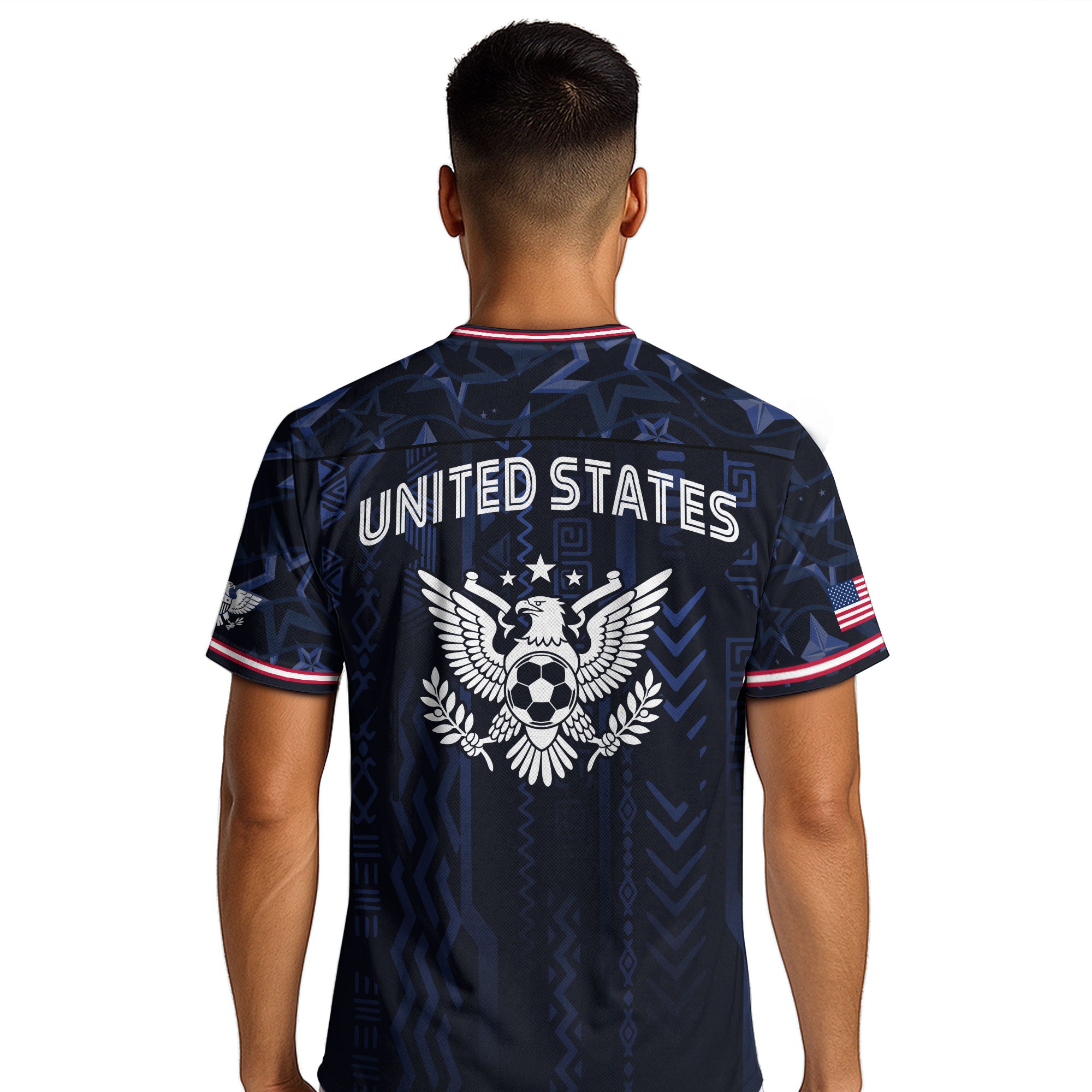 USA Soccer Jersey Adult Eagle Crest Patriotic Football Shirt Navy Blue Fan Edition