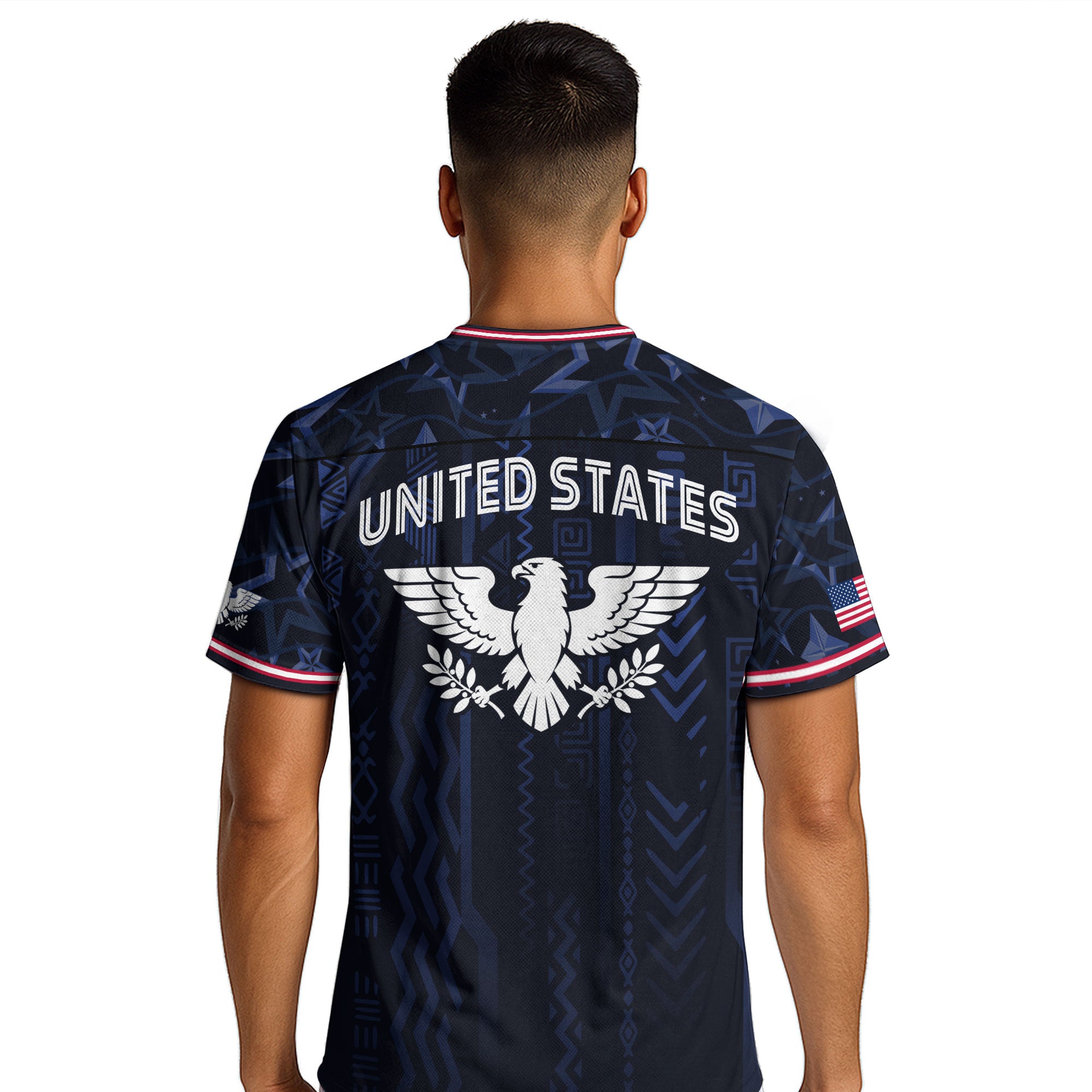 USA Soccer Jersey Adult Eagle Crest Patriotic Football Shirt Navy Blue Fan Edition