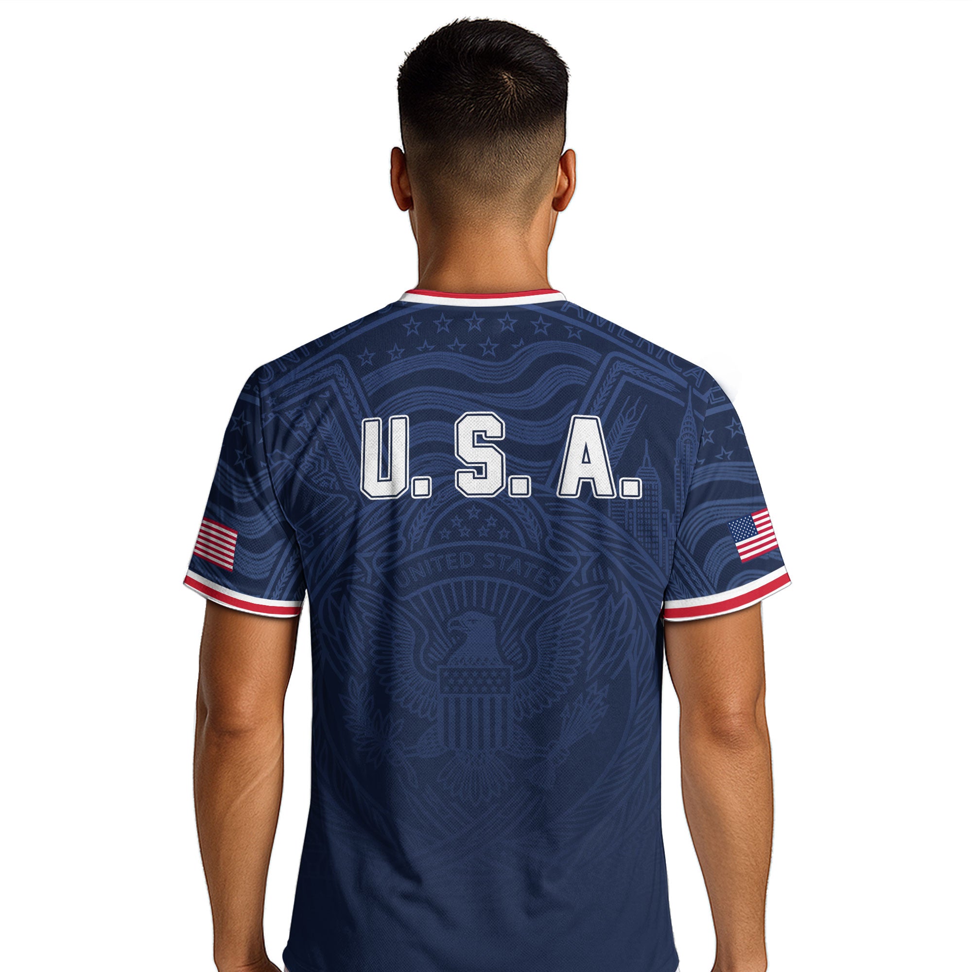 USA Eagle Patriotic Soccer Jersey Adult Navy Blue American Flag Independence Shirt