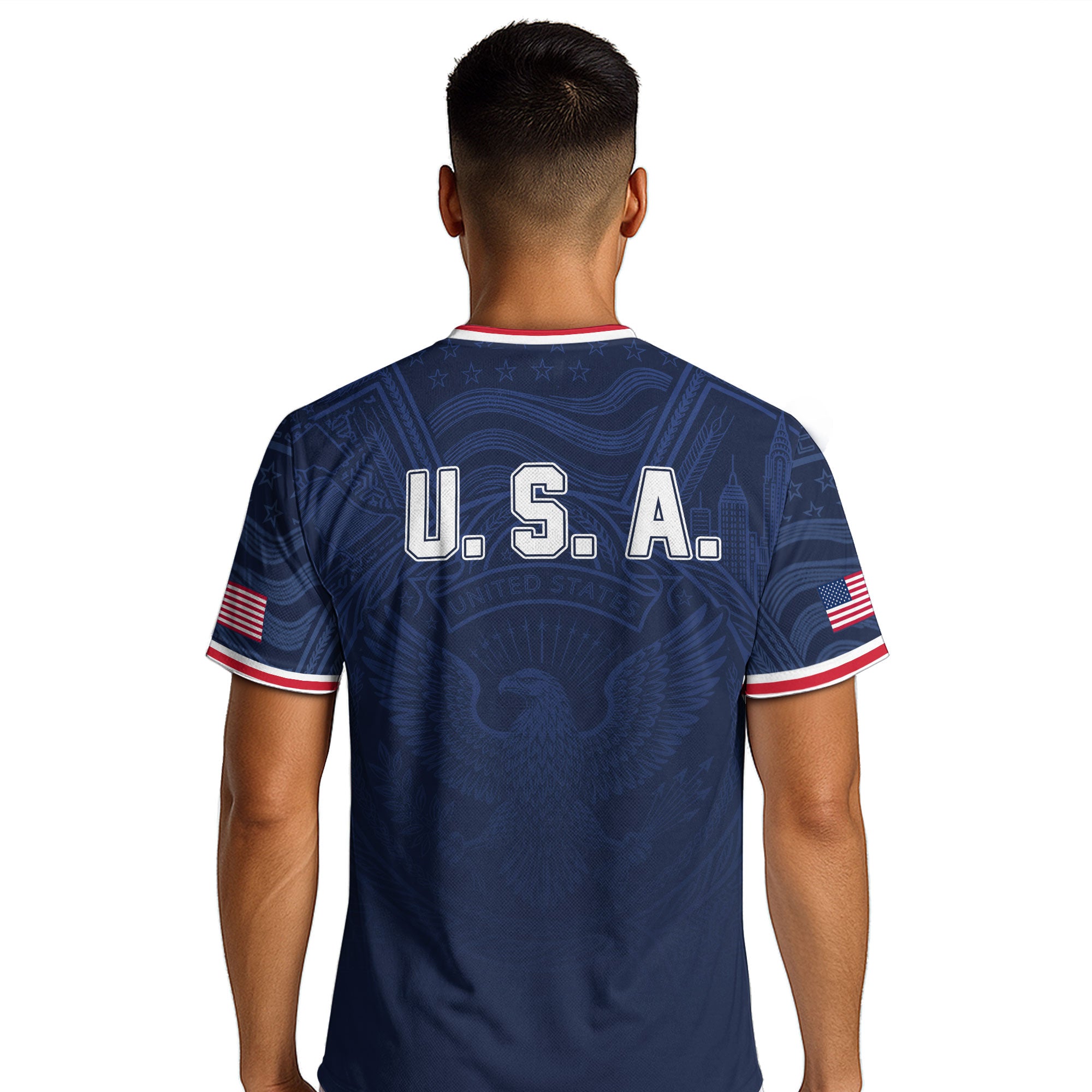 USA Eagle Patriotic Soccer Jersey Adult Navy Blue American Flag Independence Shirt