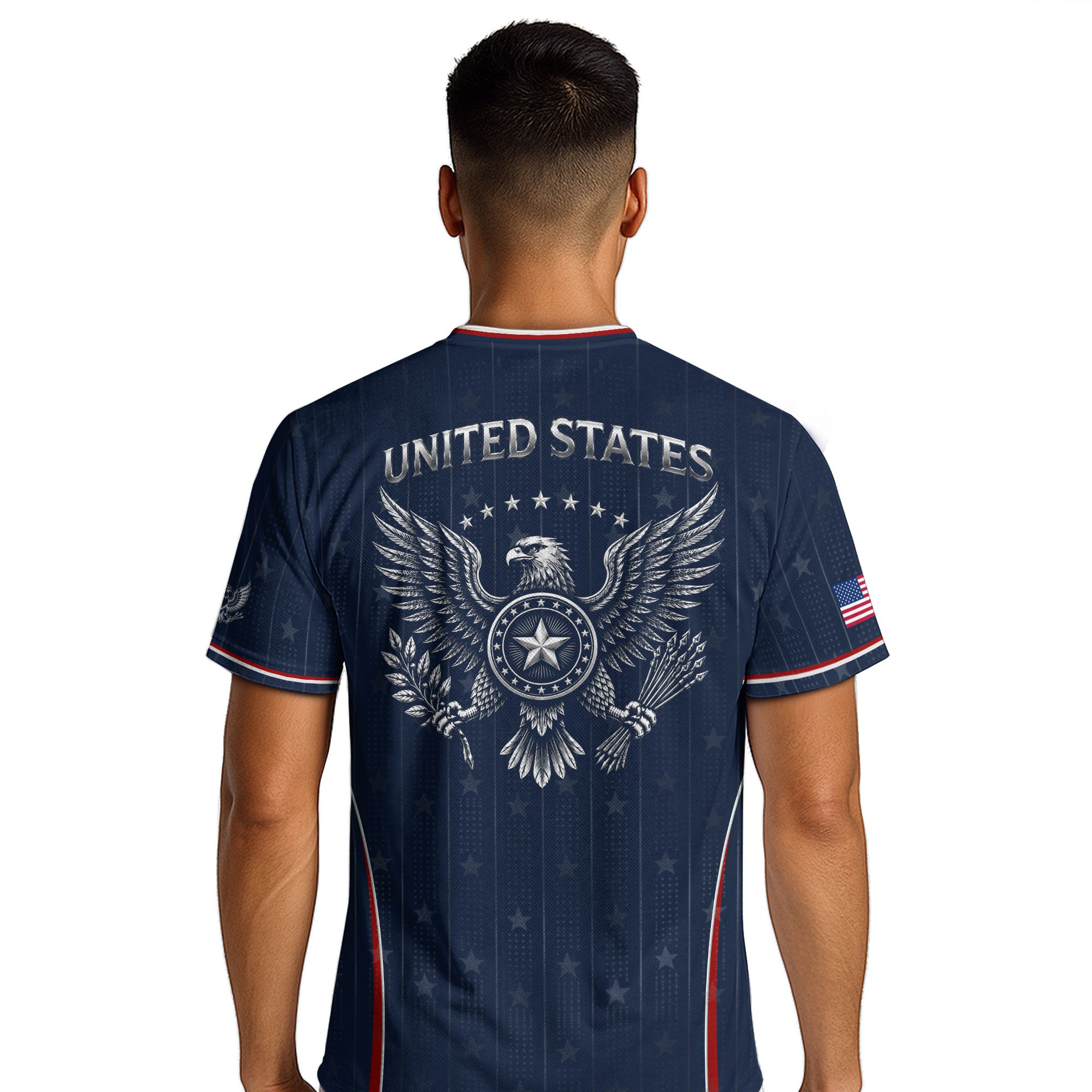 USA Soccer Jersey Adult Navy Blue Patriotic Pinstripe Shirt United States Team Tee