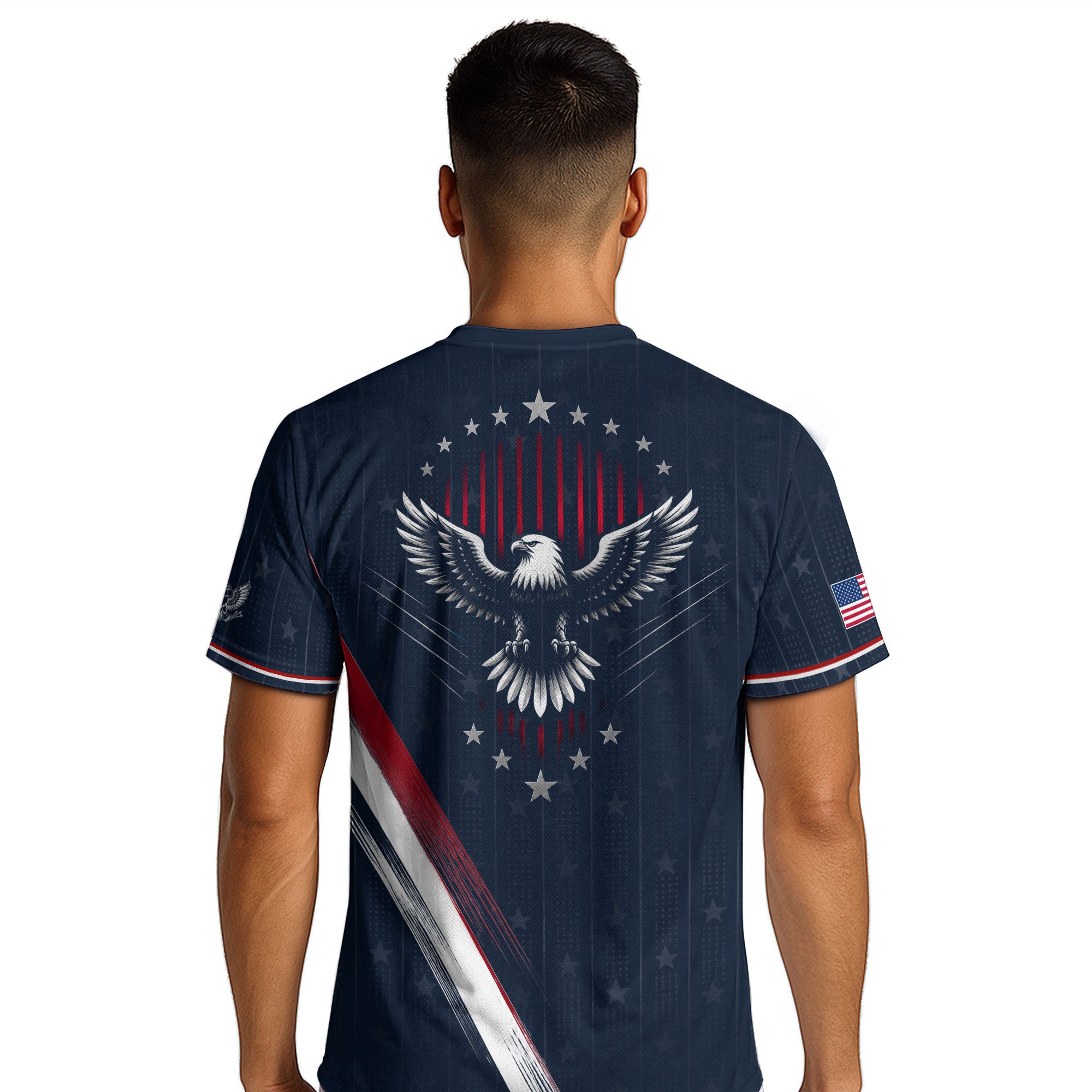 USA Soccer Jersey Adult Navy Patriotic Diagonal Sash Shirt United States Football Tee