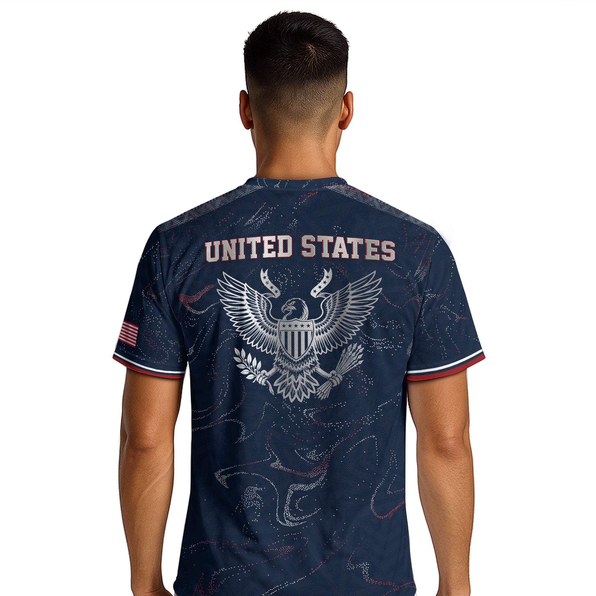 USA Soccer Jersey Adult Navy Patriotic Marble Swirl Graphic United States Football Tee